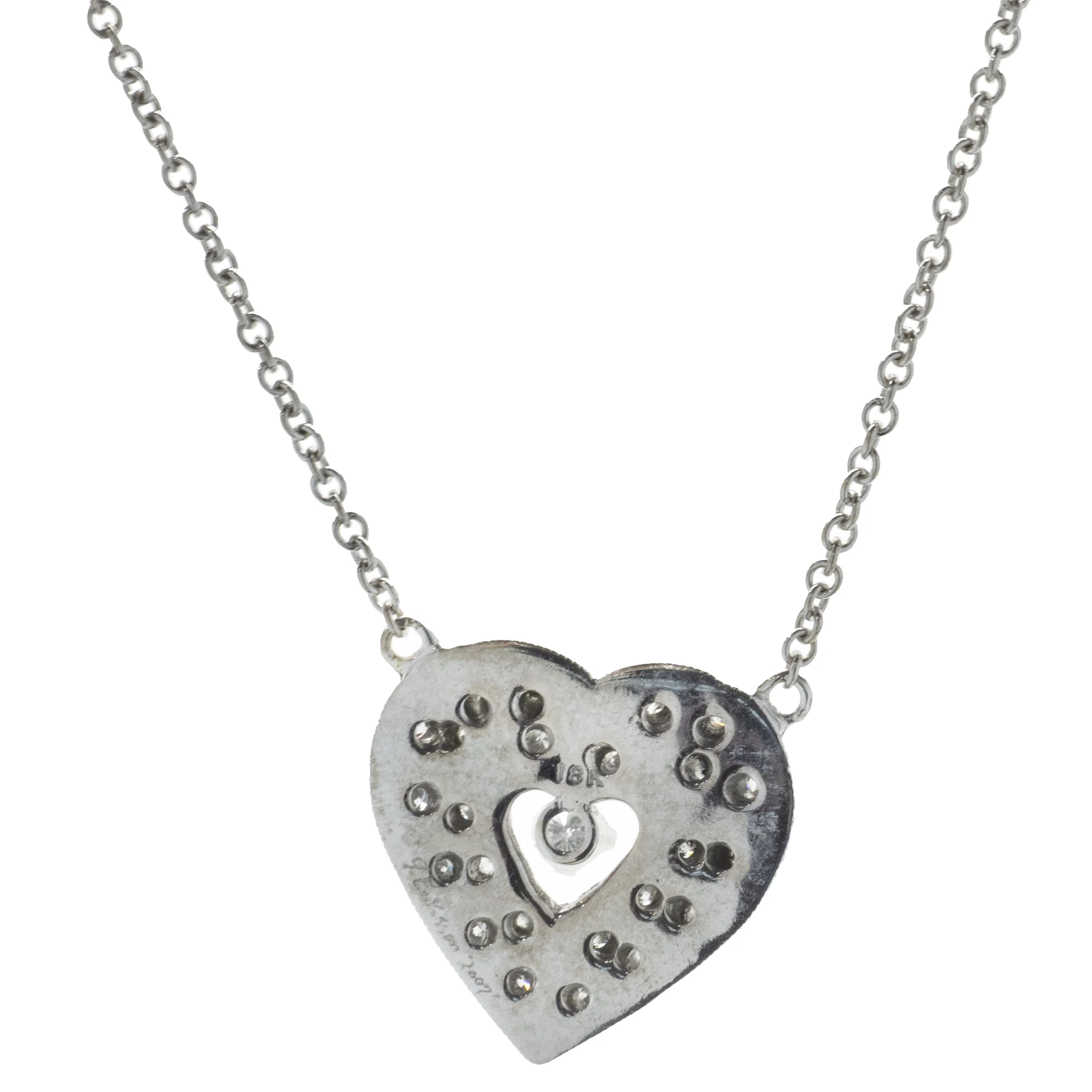 18 Karat White Gold Diamond Heart Necklace - Image 2