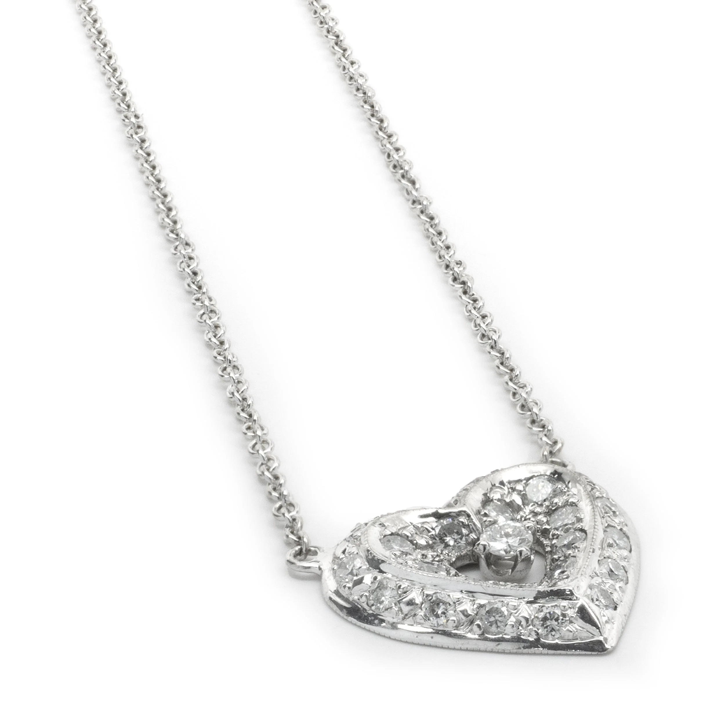 18 Karat White Gold Diamond Heart Necklace - Image 4