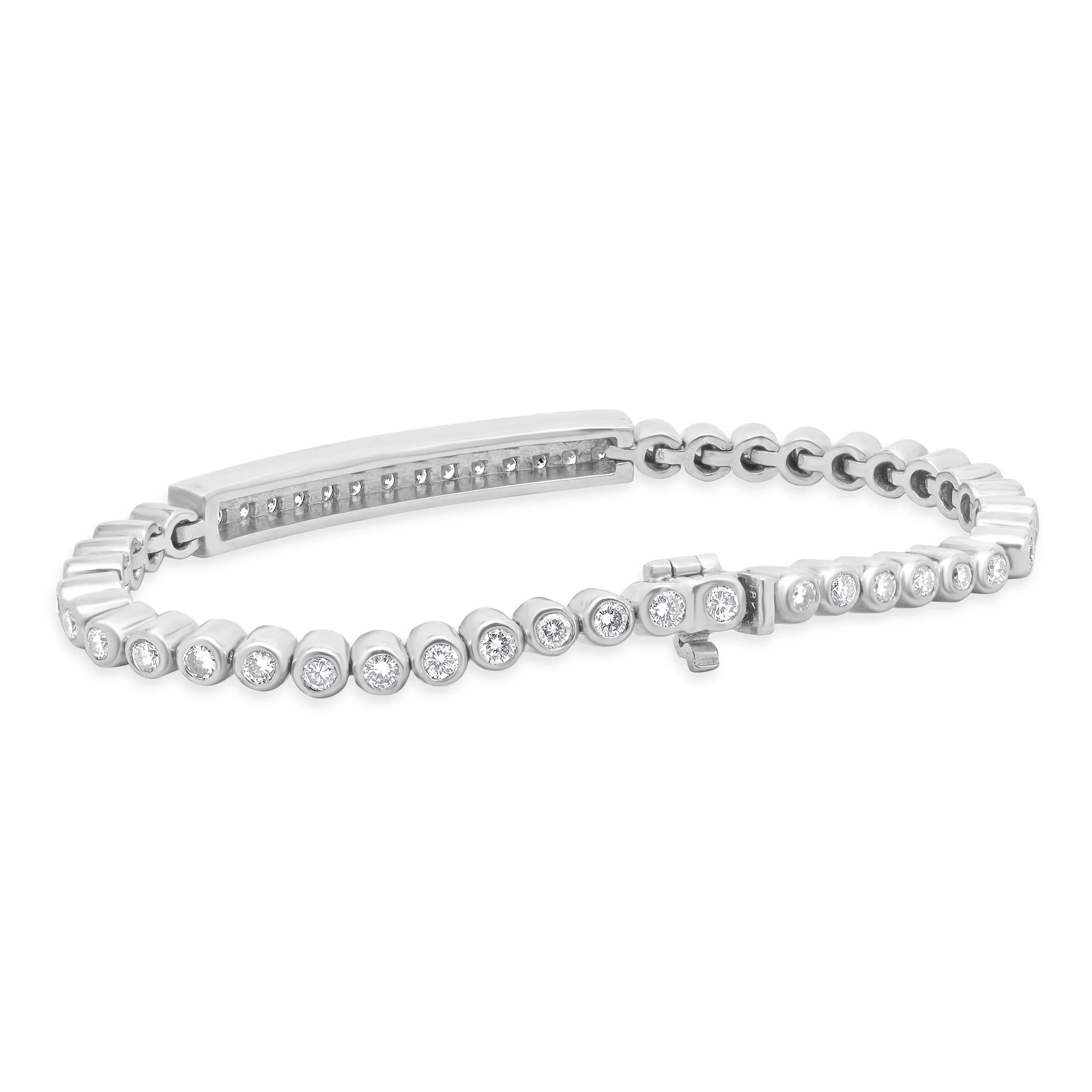 18 Karat White Gold Diamond ID Bracelet - Image 3