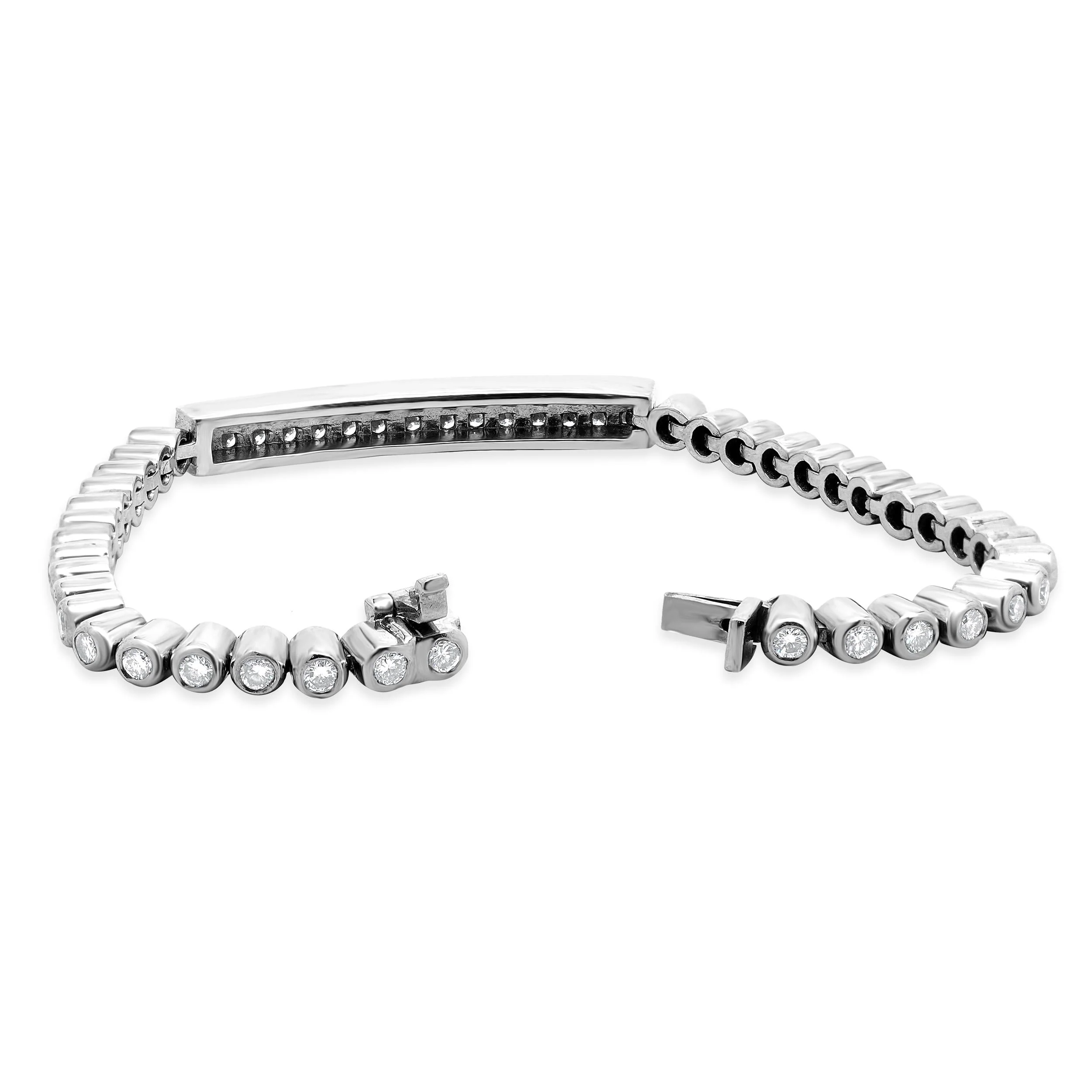 18 Karat White Gold Diamond ID Bracelet - Image 4