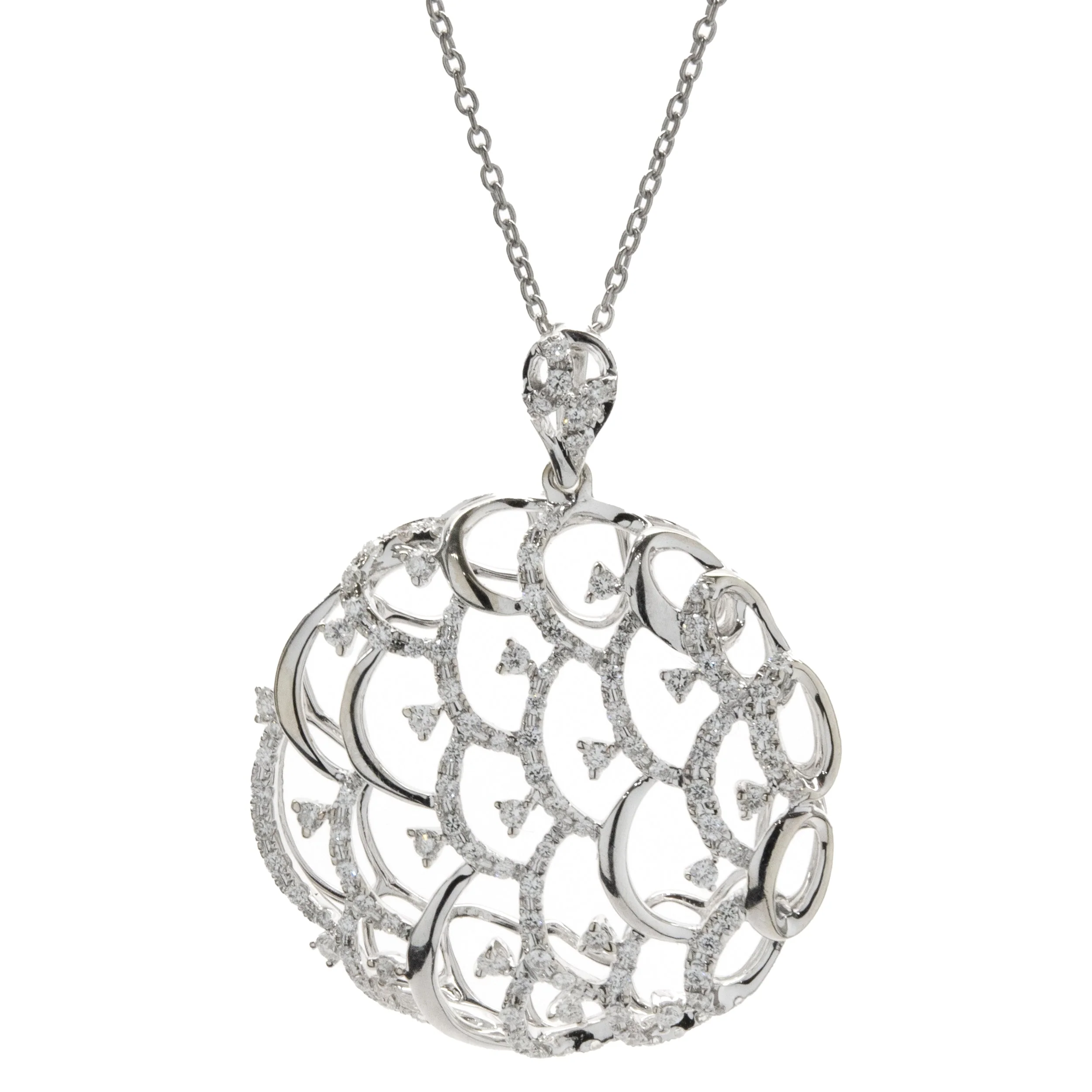 18 Karat White Gold Diamond Open Circle Pendant