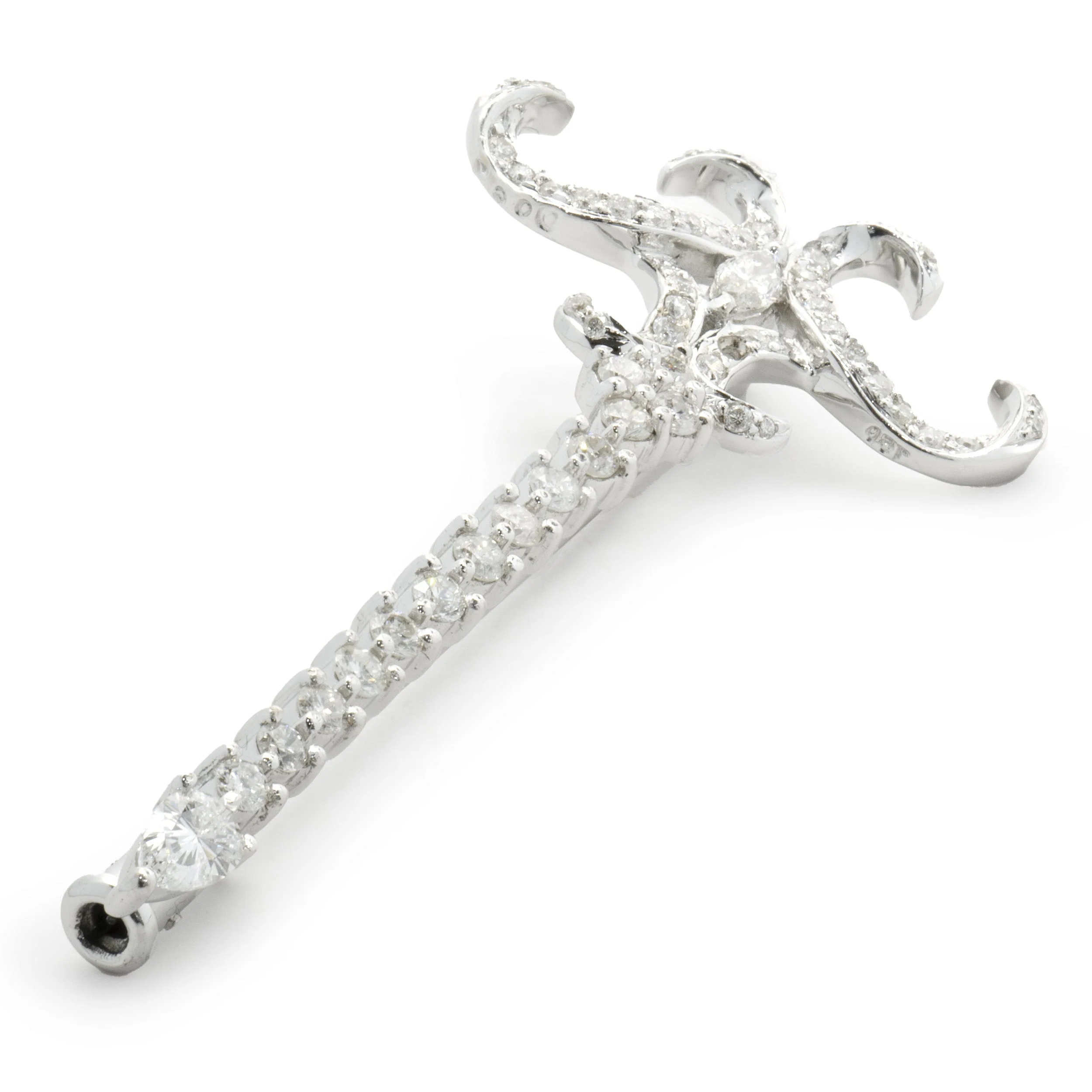 18 Karat White Gold Diamond Sword Pin - Image 3