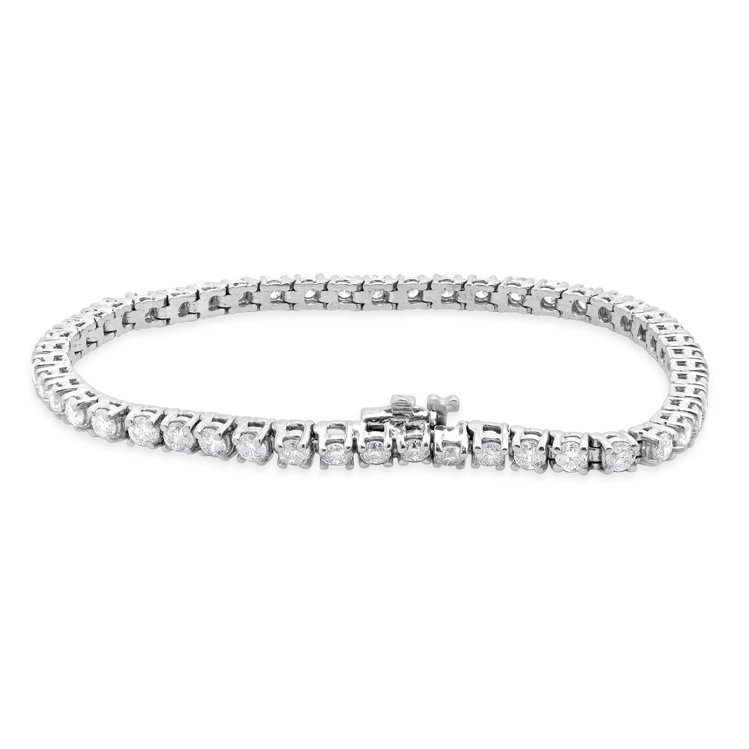 18 Karat White Gold Diamond Tennis Bracelet - Image 3