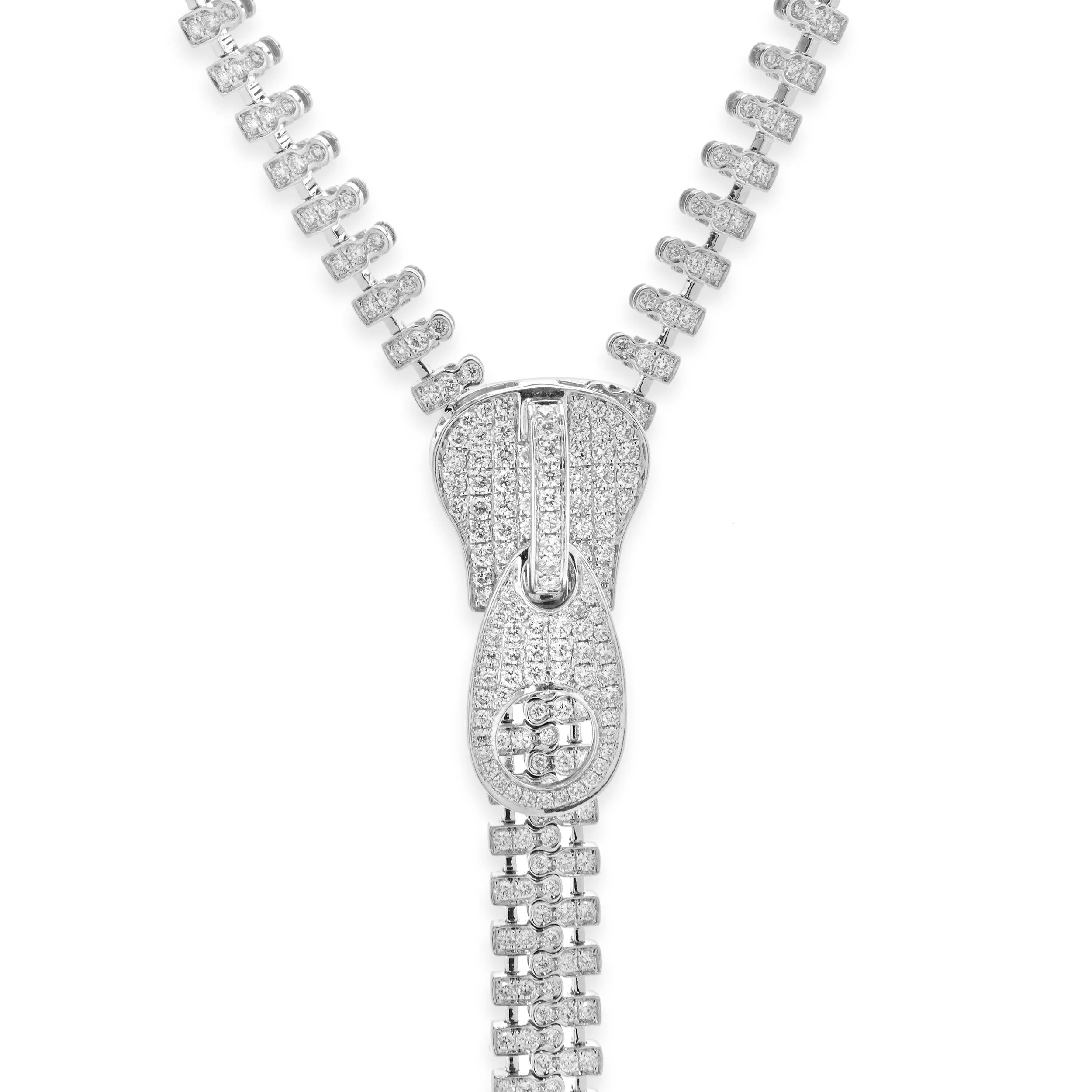18 Karat White Gold Diamond Zipper Necklace - Image 2