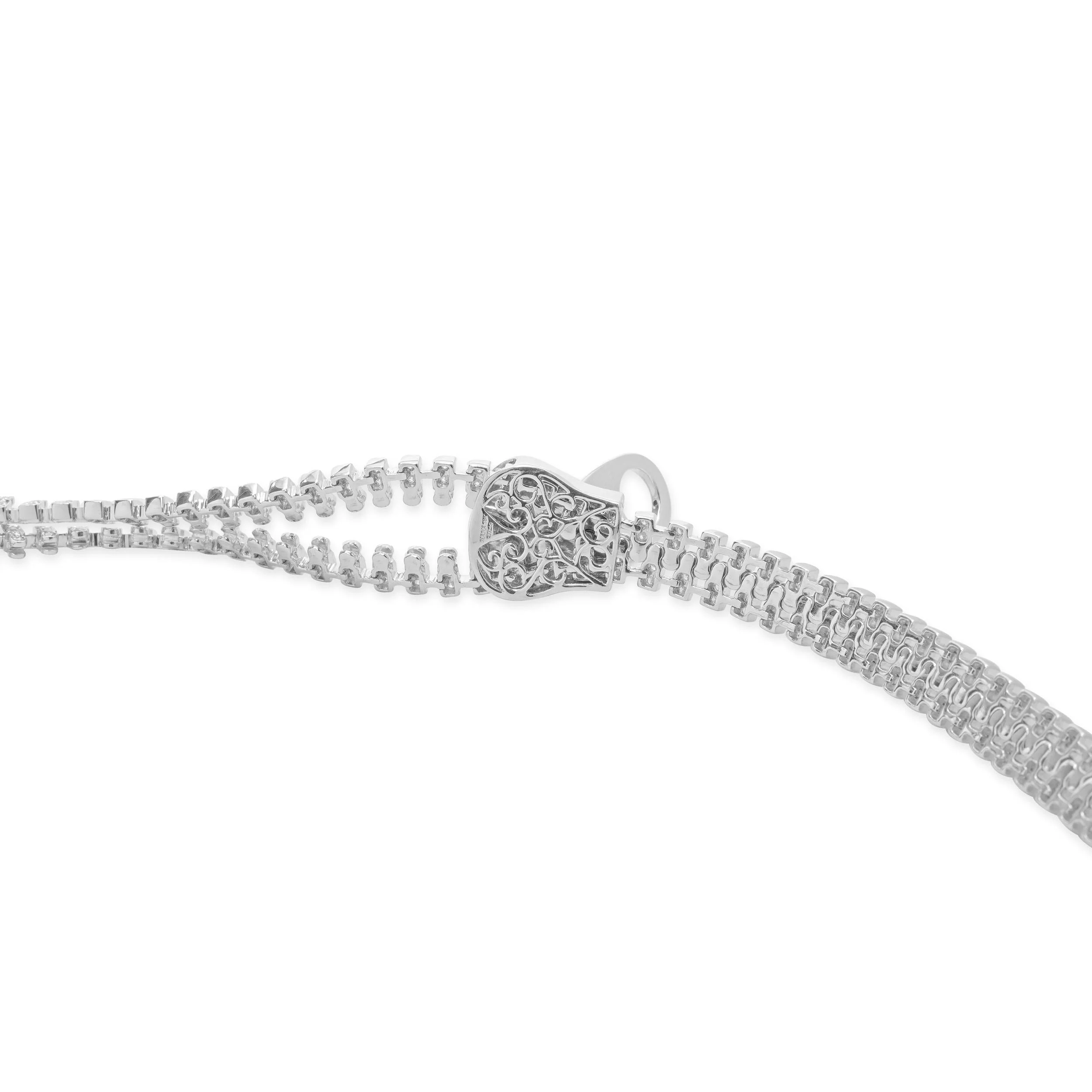 18 Karat White Gold Diamond Zipper Necklace - Image 3