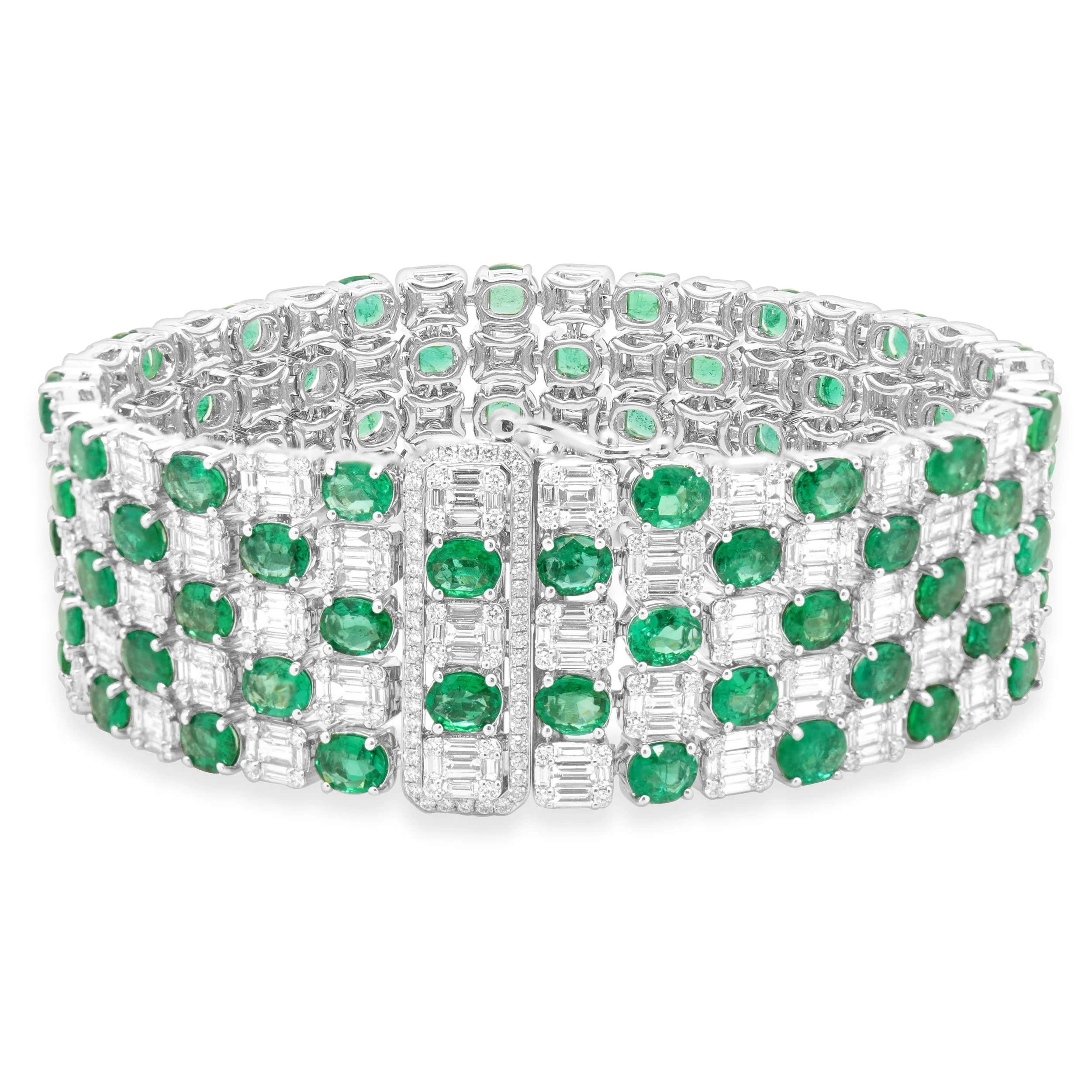 18 Karat White Gold Emerald & Diamond 5 Row Bracelet - Image 2