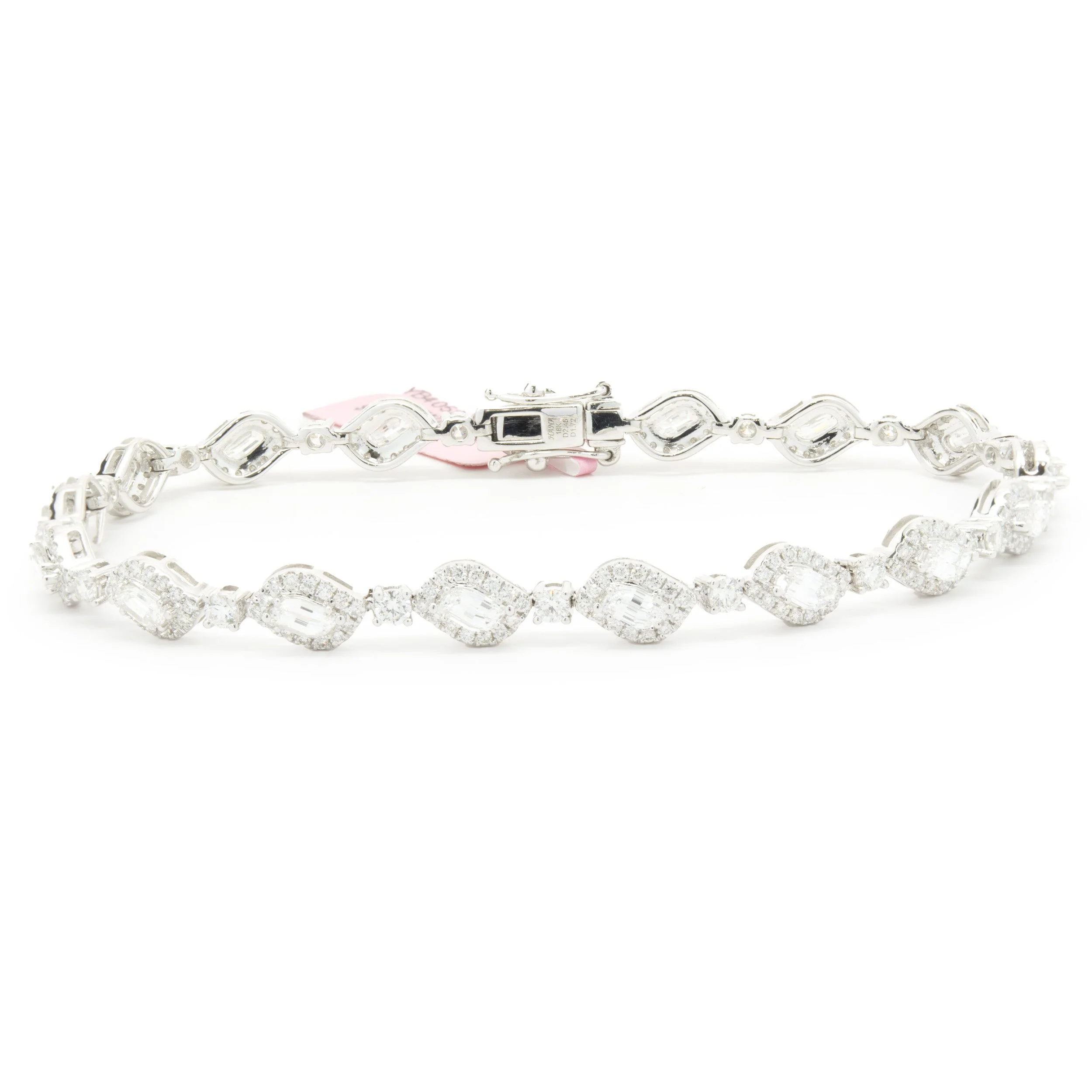 18 Karat White Gold Flame Cut Diamond Inline Bracelet