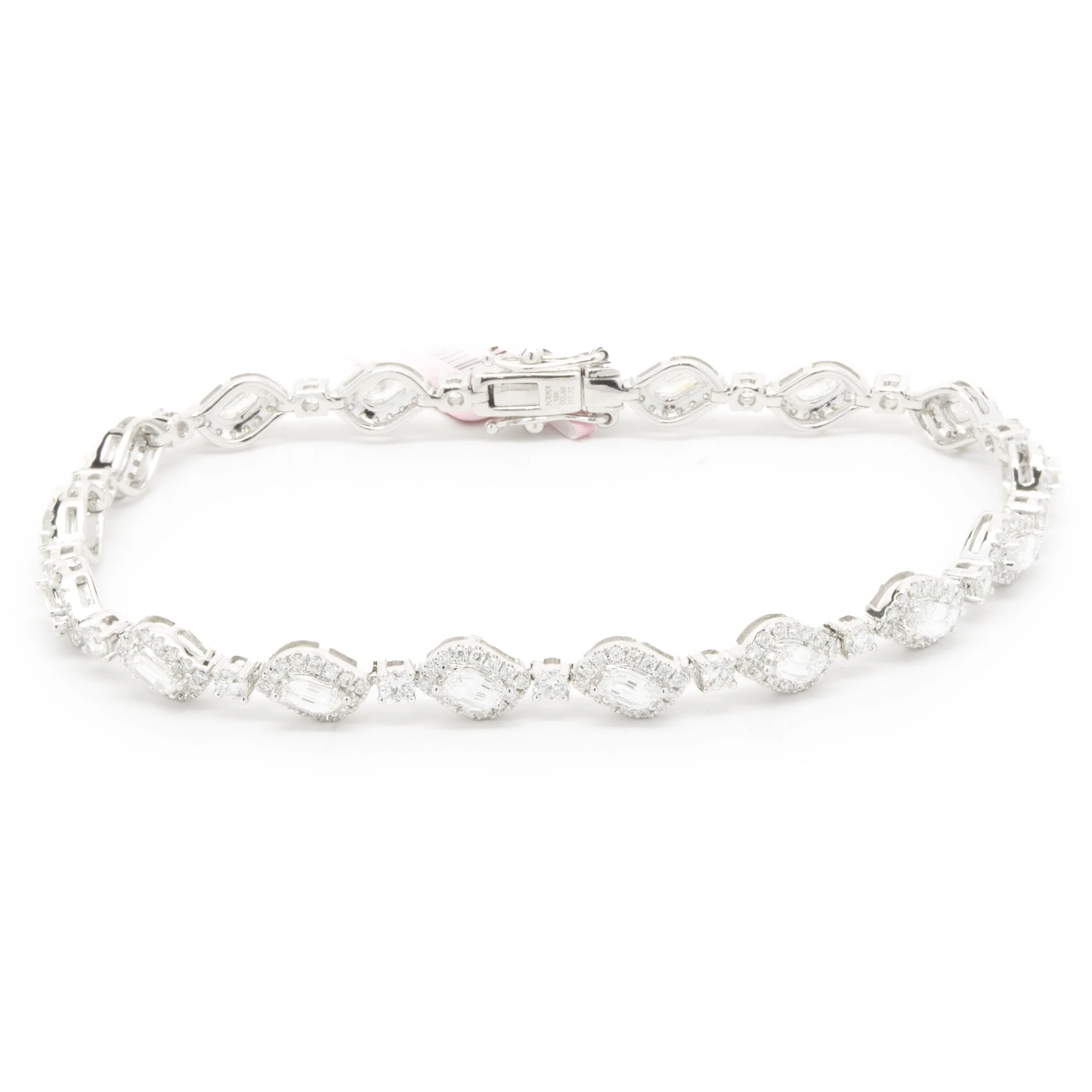 18 Karat White Gold Flame Cut Diamond Inline Bracelet - Image 2