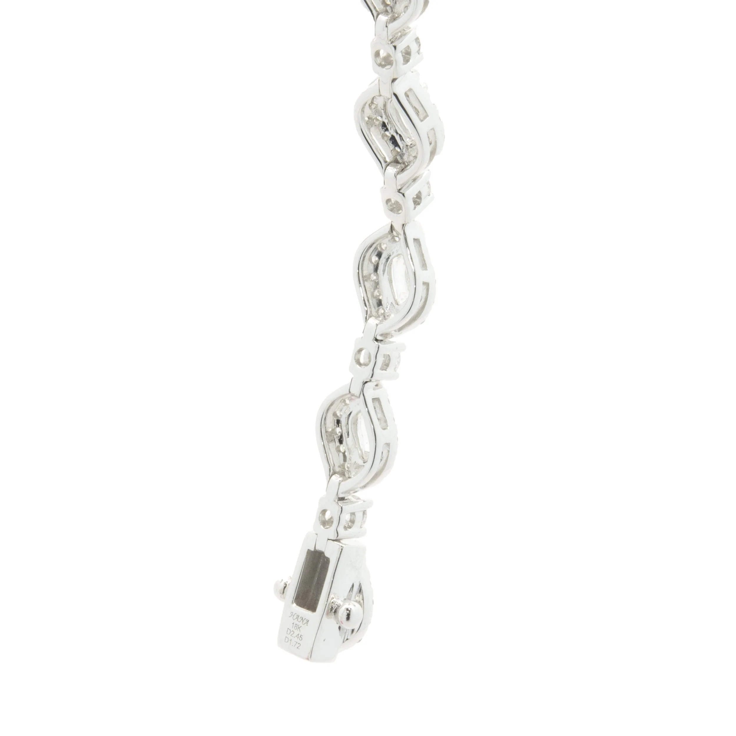 18 Karat White Gold Flame Cut Diamond Inline Bracelet - Image 4