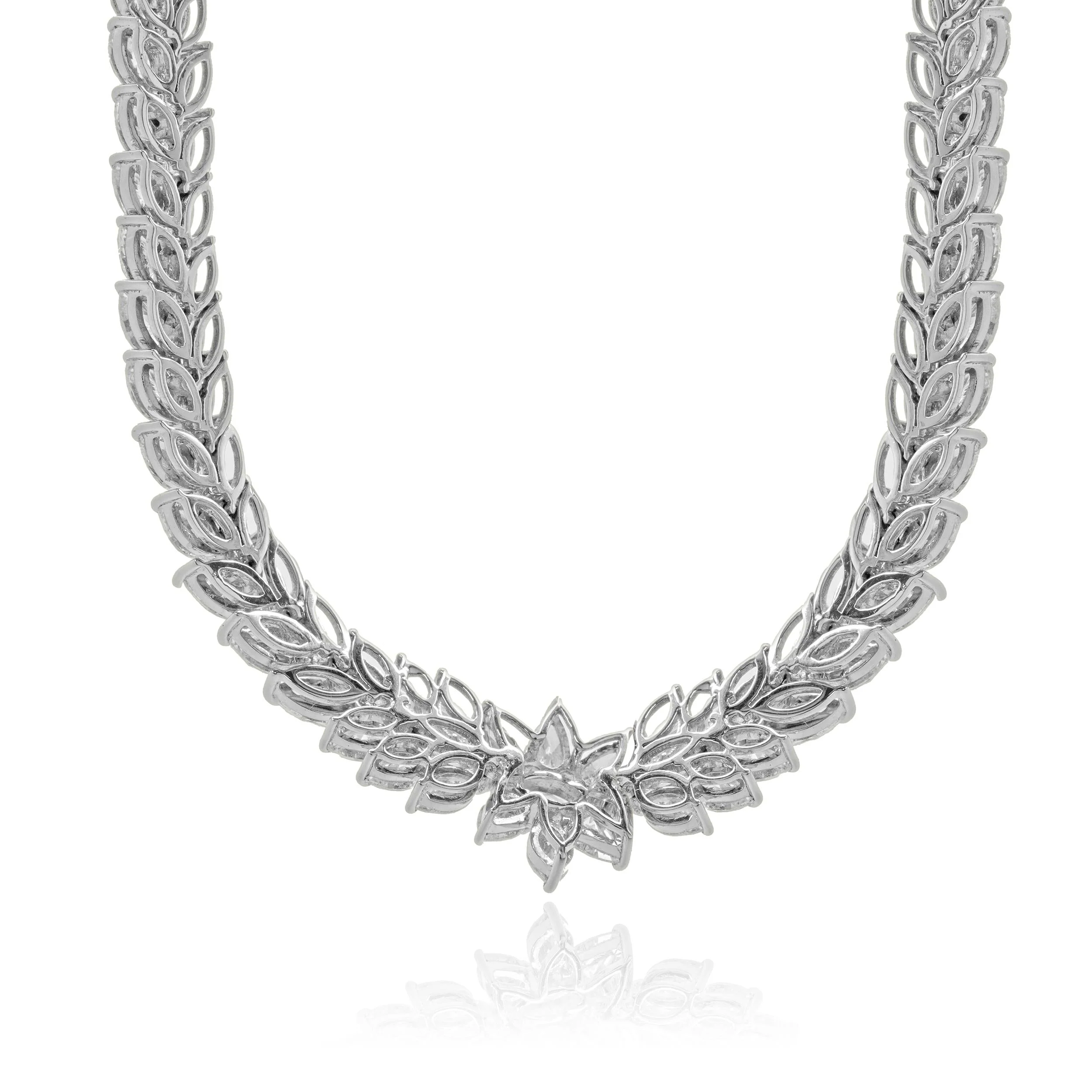 18 Karat White Gold Marquise Cut Diamond Collar Necklace - Image 3