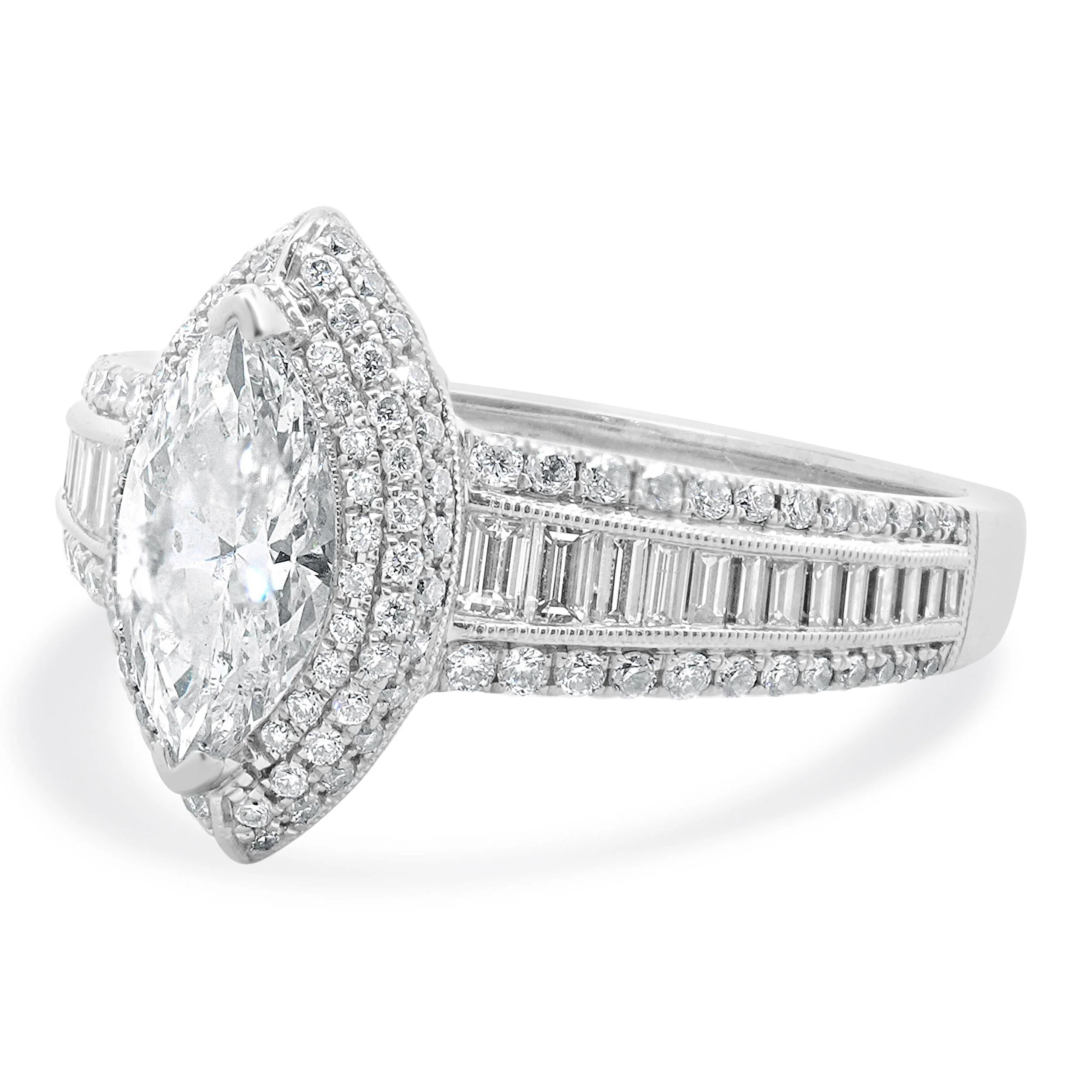 18 Karat White Gold Marquise Cut Diamond Engagement Ring - Image 2