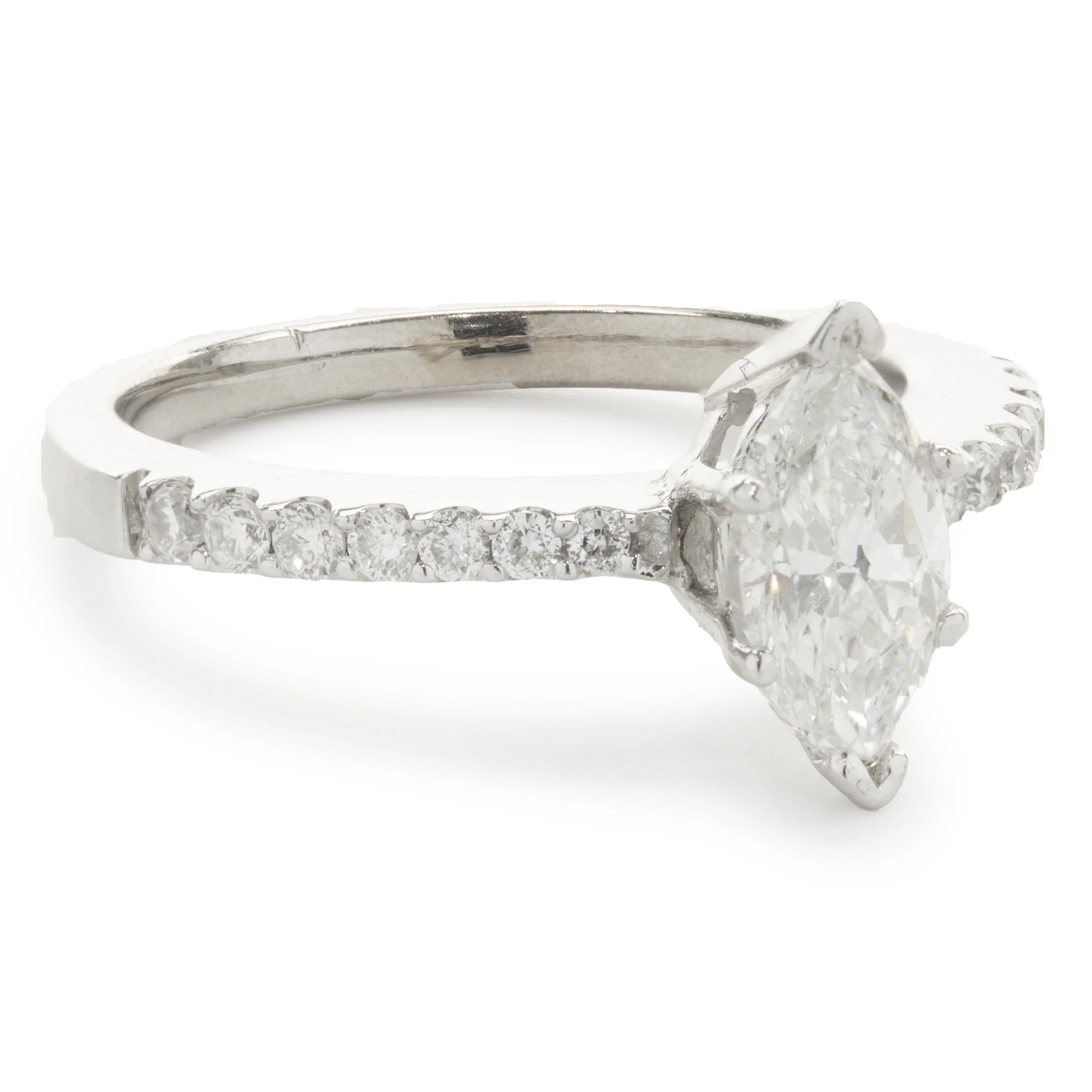 18 Karat White Gold Marquise Cut Diamond Engagement Ring - Image 2