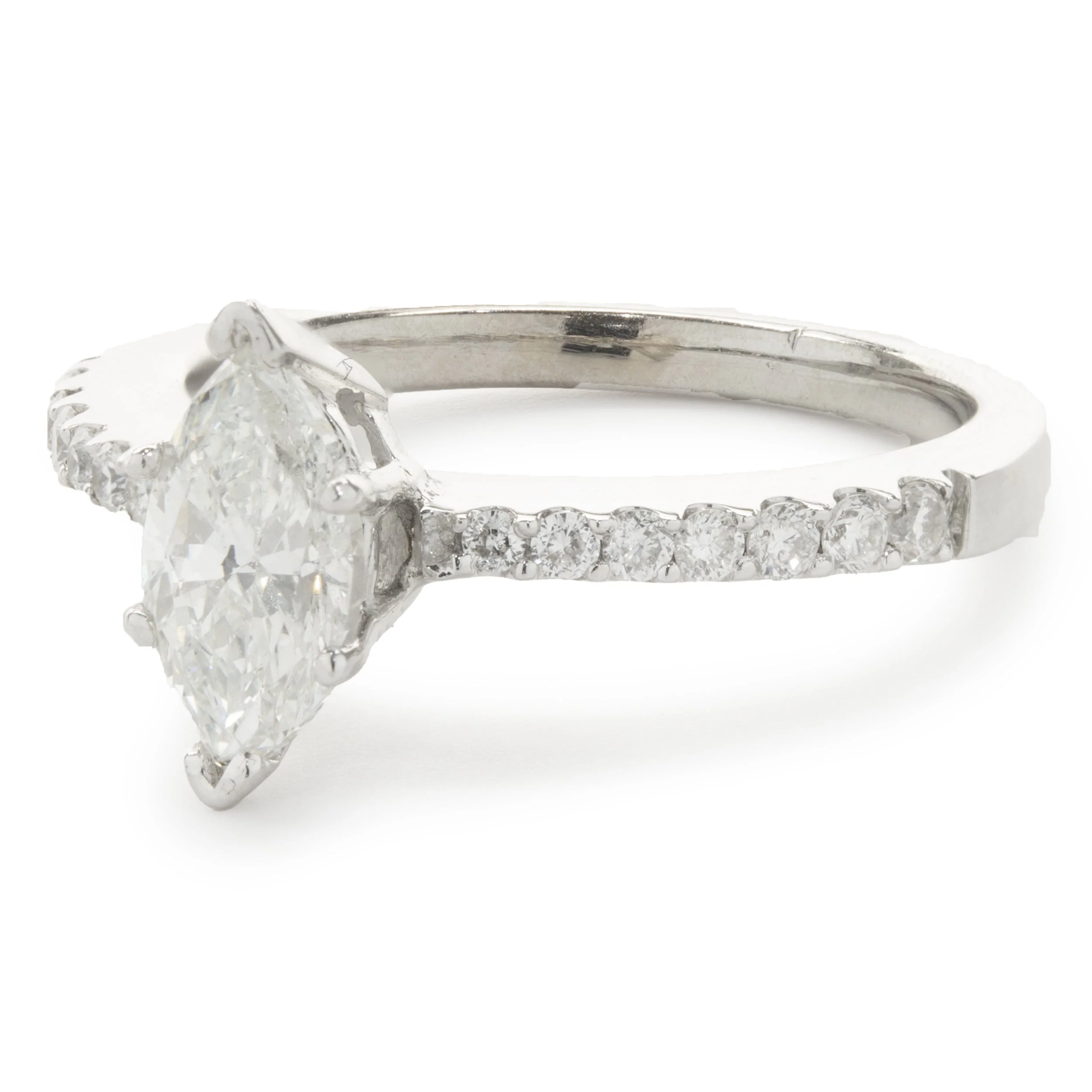 18 Karat White Gold Marquise Cut Diamond Engagement Ring - Image 4