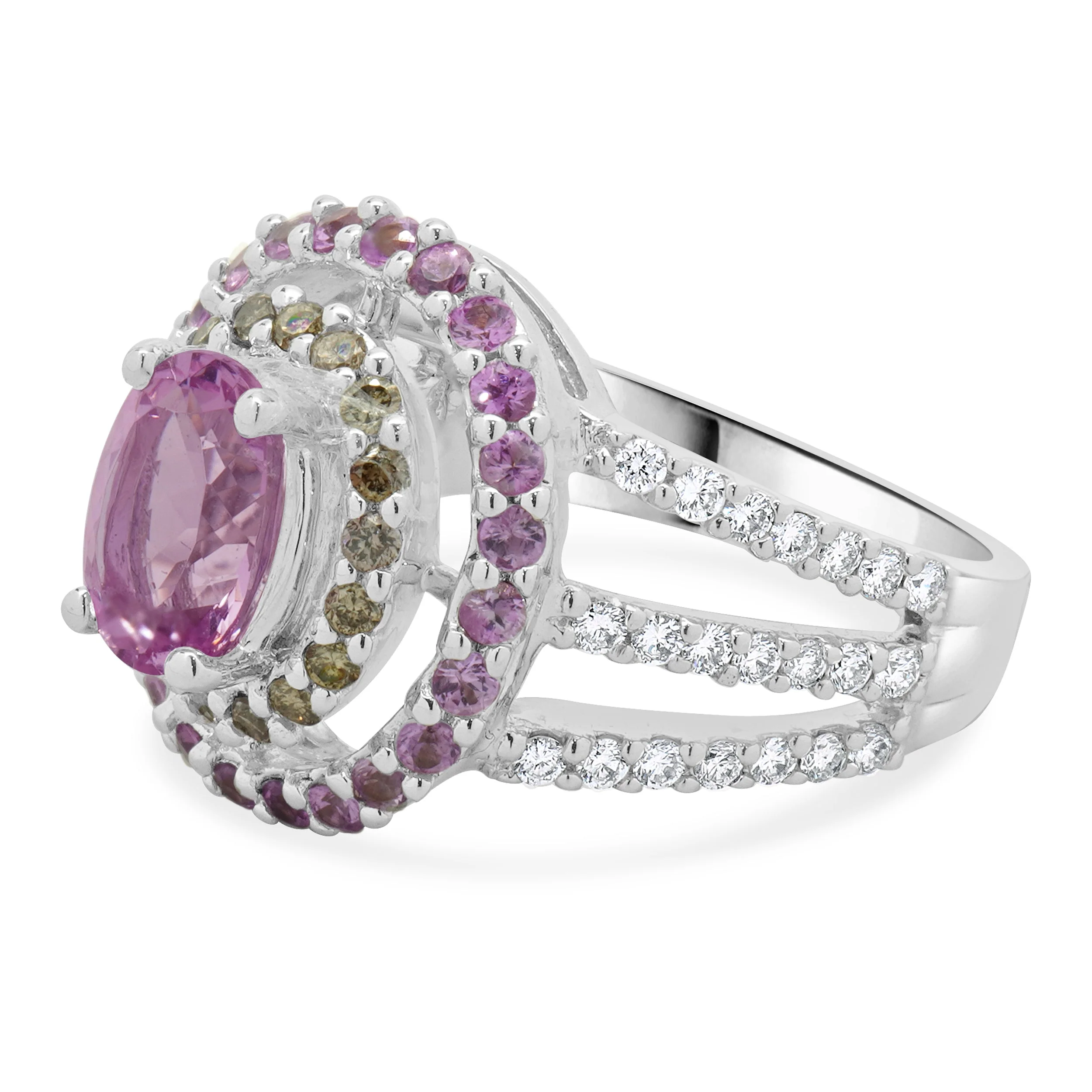 18 Karat White Gold Morganite and Diamond Fashion Ring - Image 2