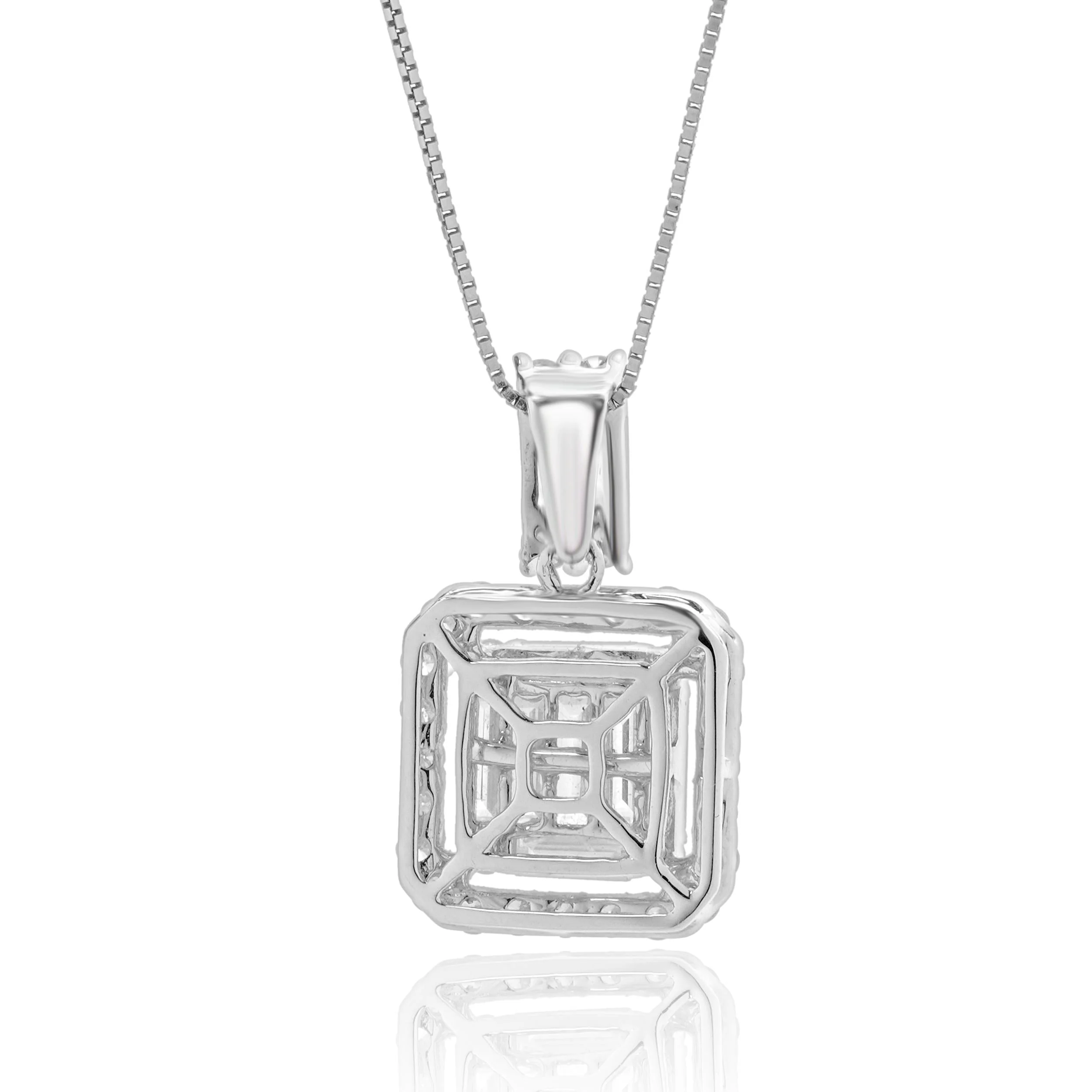 18 Karat White Gold Mosaic Diamond Drop Necklace - Image 3