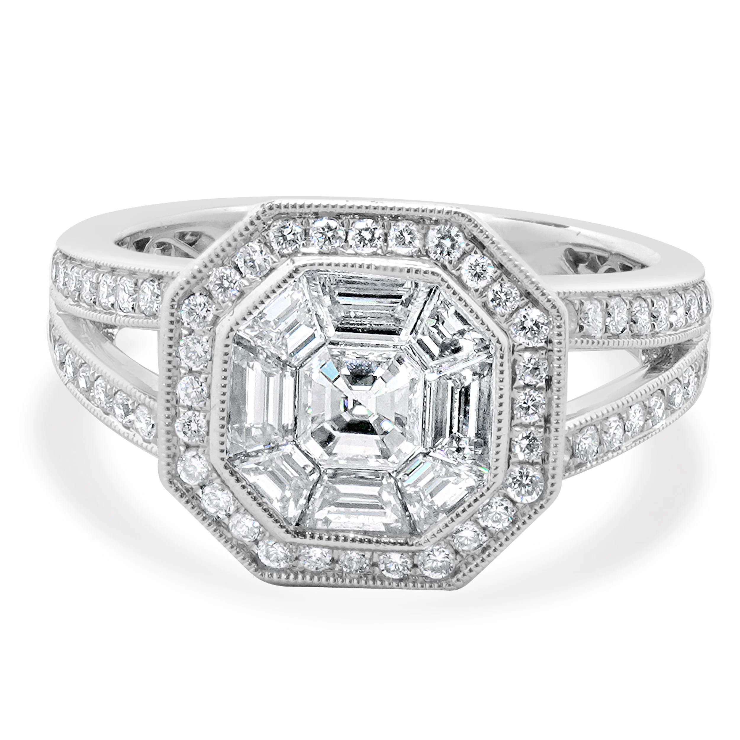 18 Karat White Gold Mosaic Set Diamond Ring