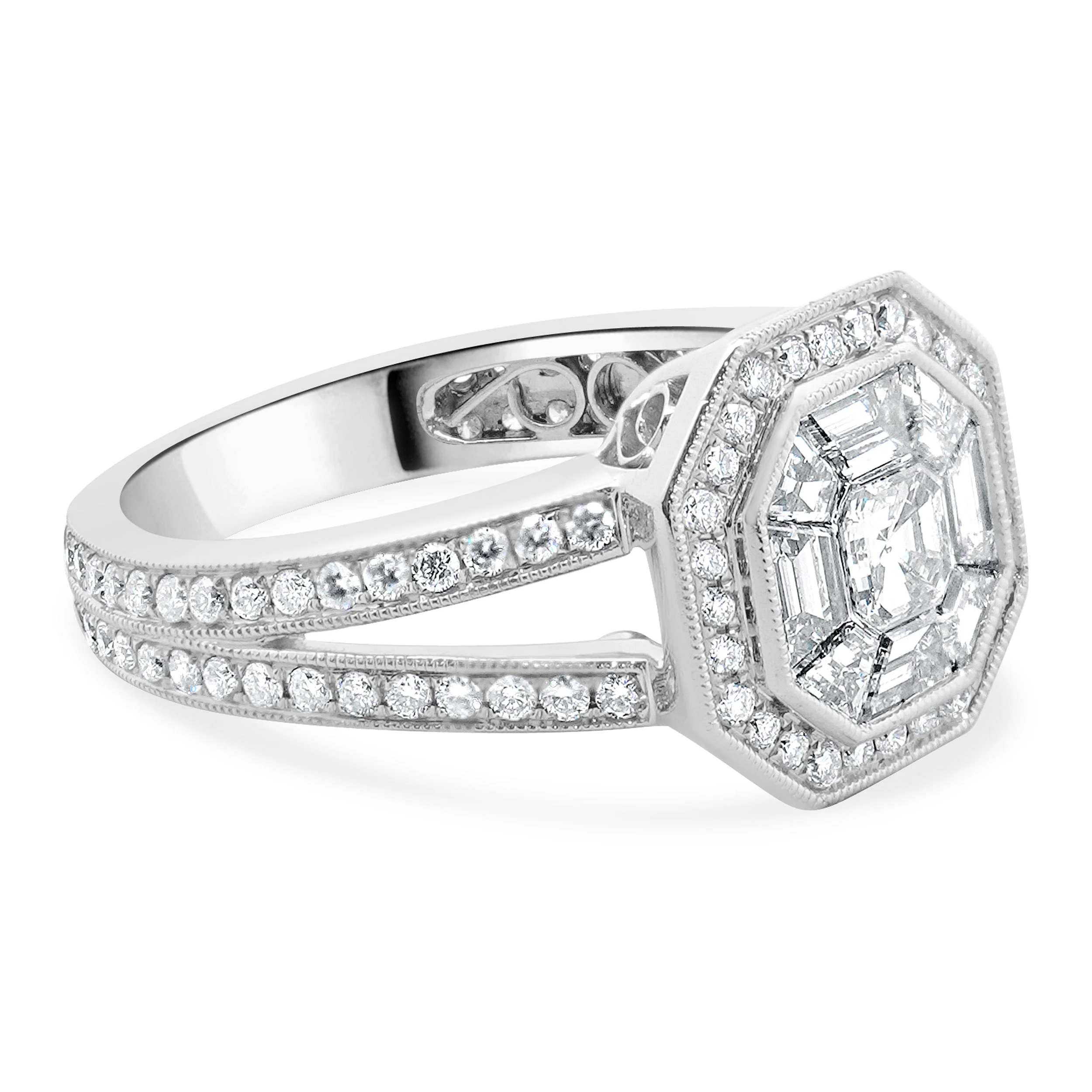 18 Karat White Gold Mosaic Set Diamond Ring - Image 4