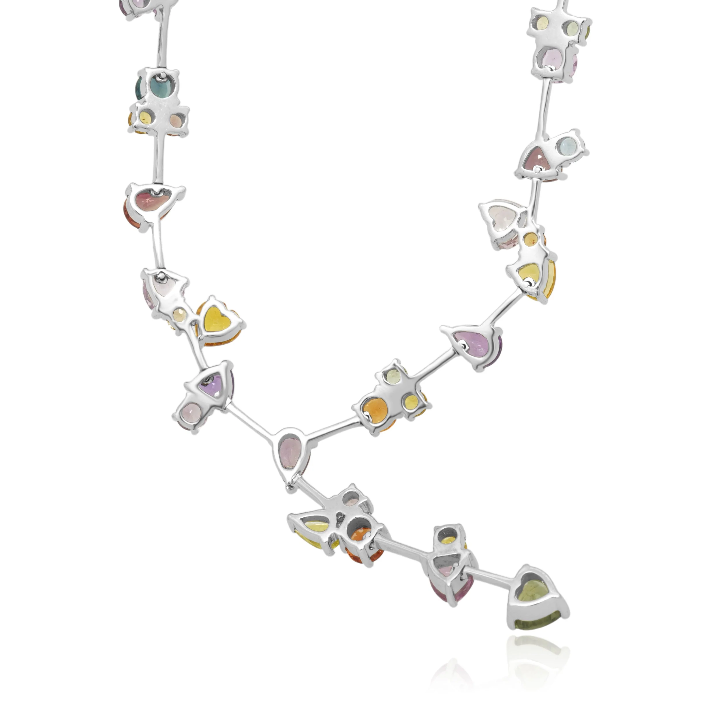18 Karat White Gold Multi-Colored Sapphire Lariat Necklace - Image 2