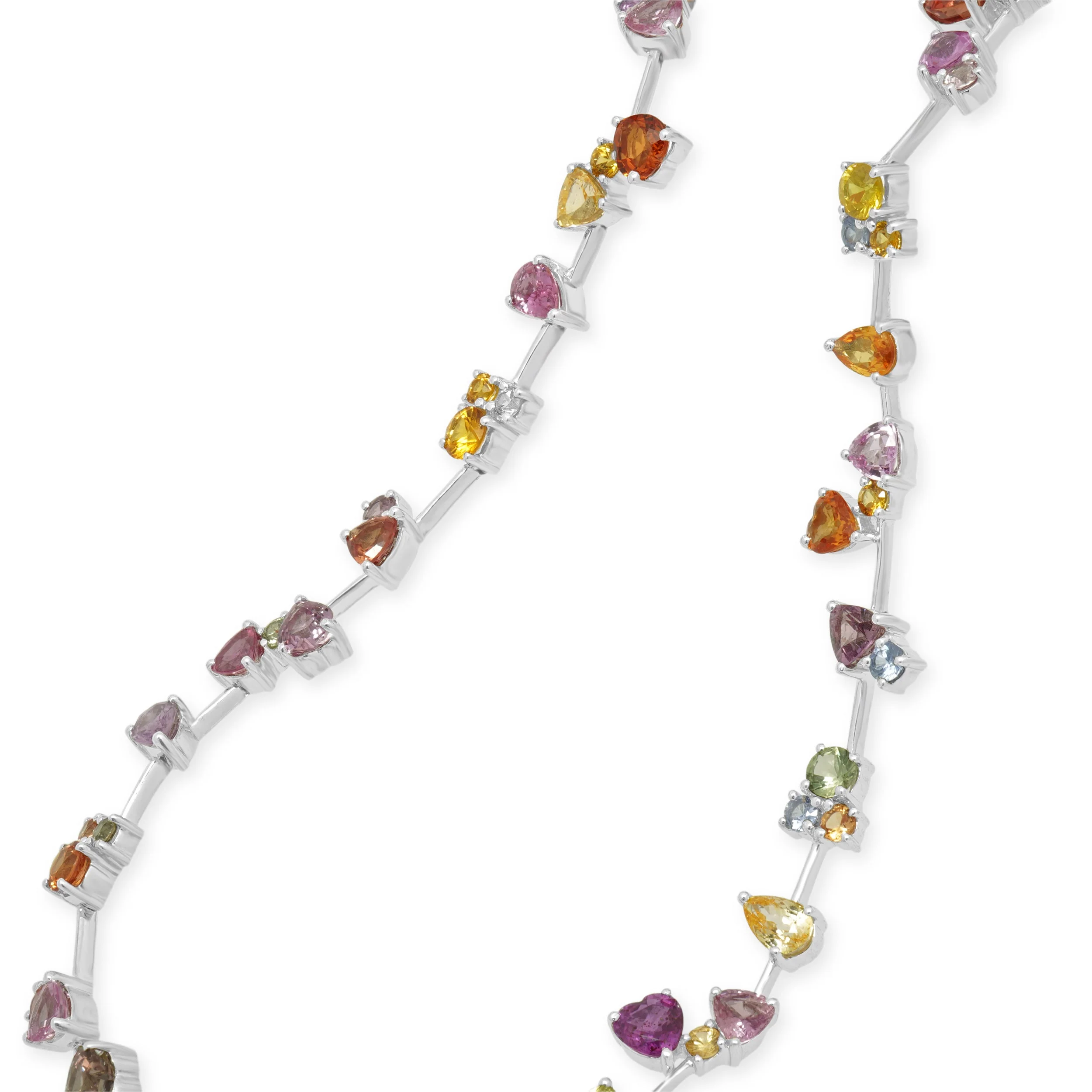 18 Karat White Gold Multi-Colored Sapphire Lariat Necklace - Image 3