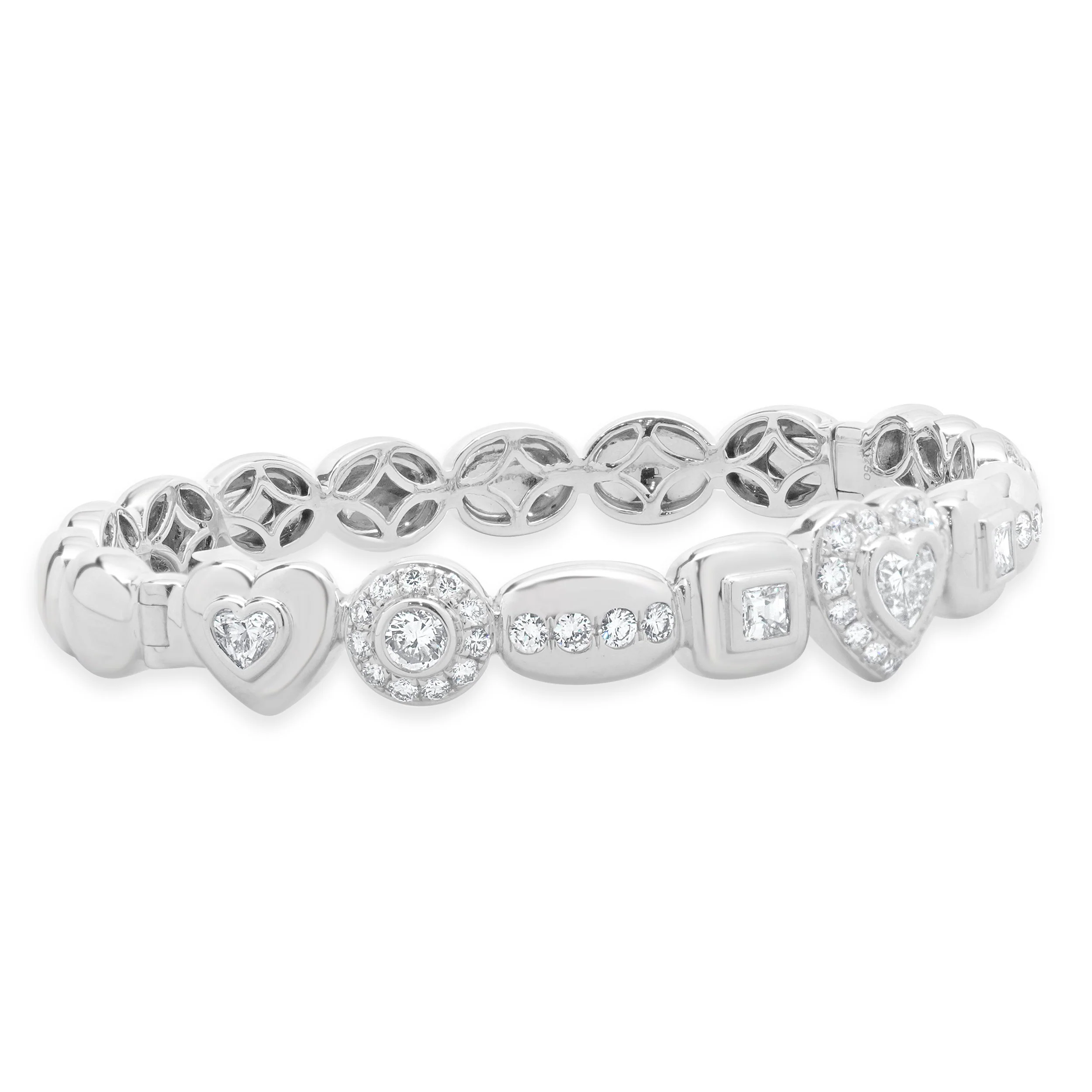 18 Karat White Gold Multi Shape Diamond Cuff Bracelet - Image 2