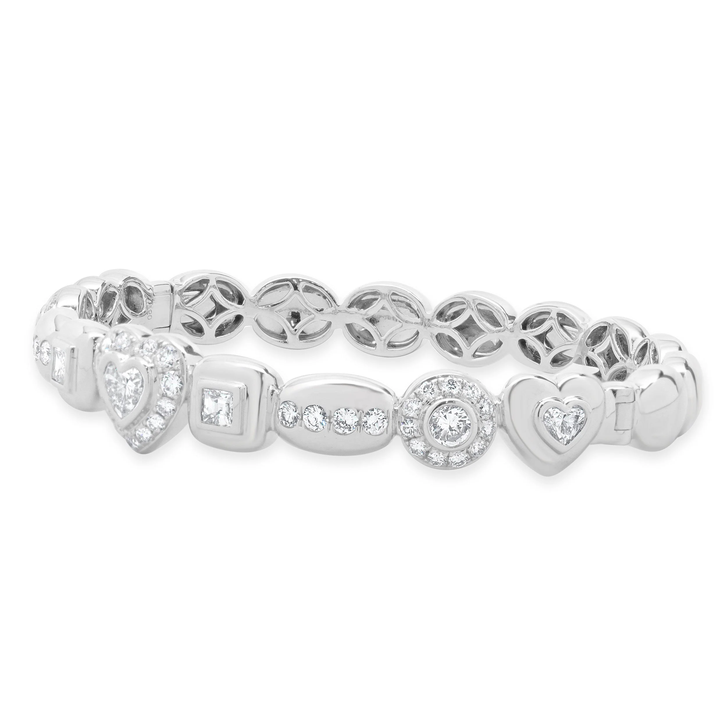 18 Karat White Gold Multi Shape Diamond Cuff Bracelet - Image 4