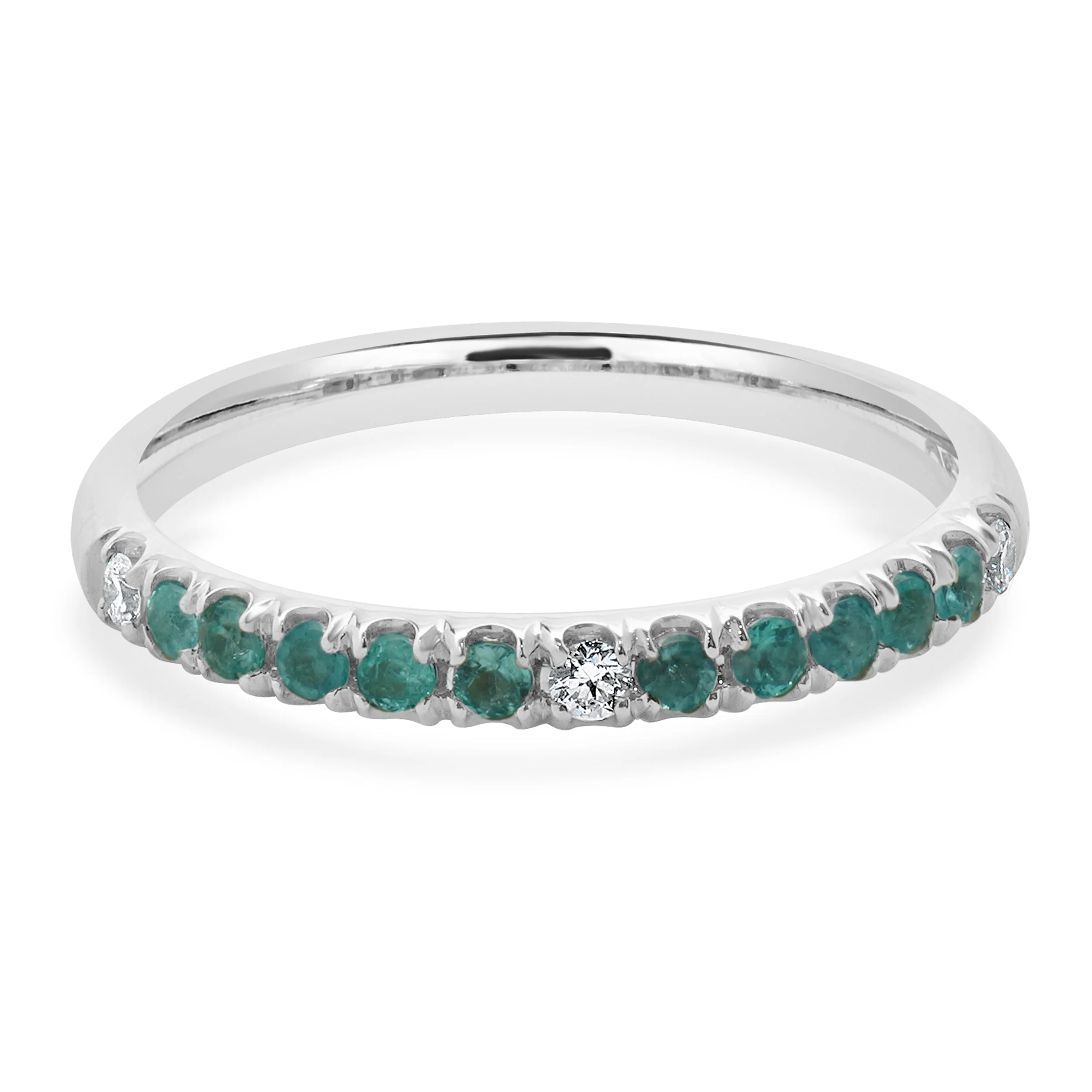 18 Karat White Gold Paraiba Tourmaline and Diamond Band