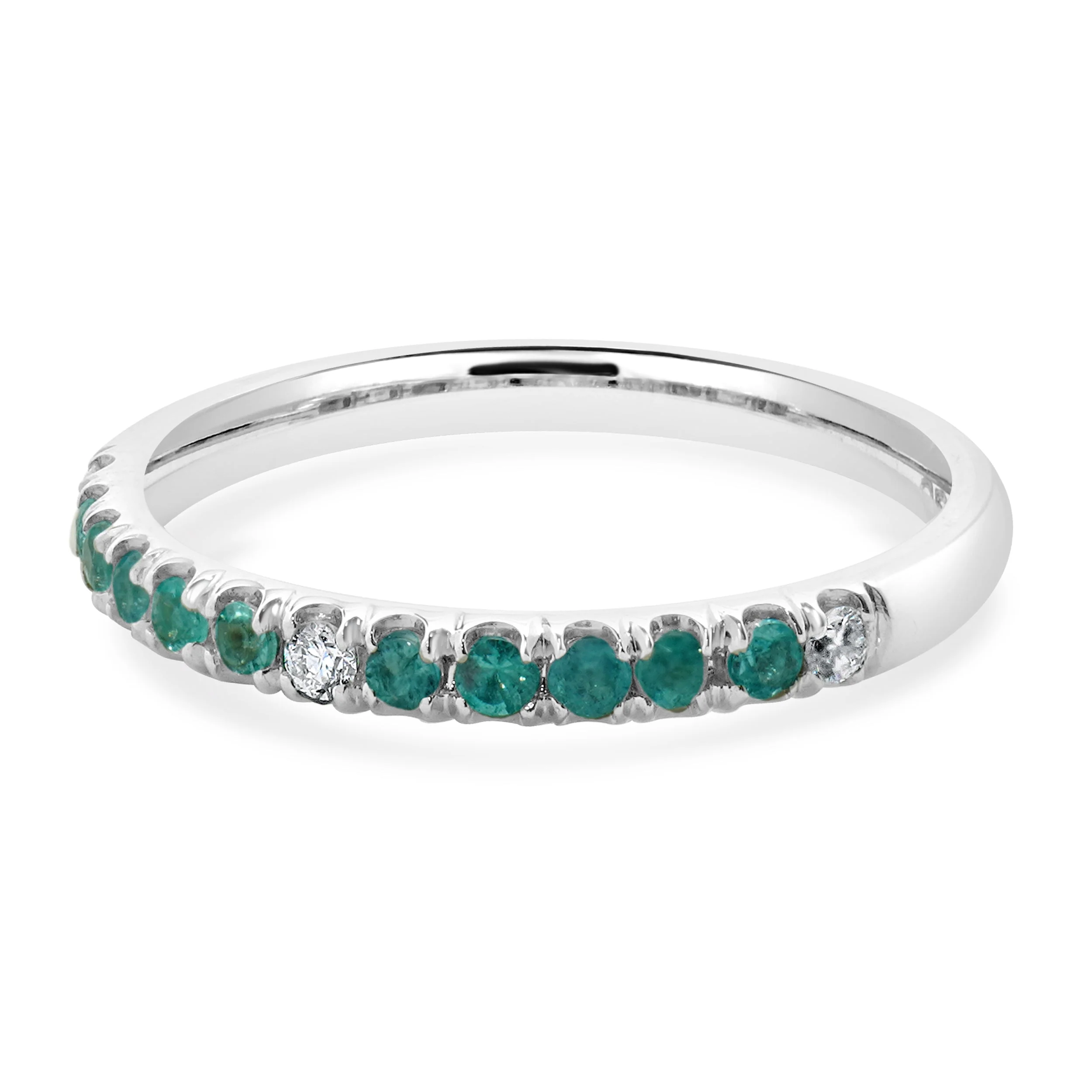18 Karat White Gold Paraiba Tourmaline and Diamond Band - Image 2