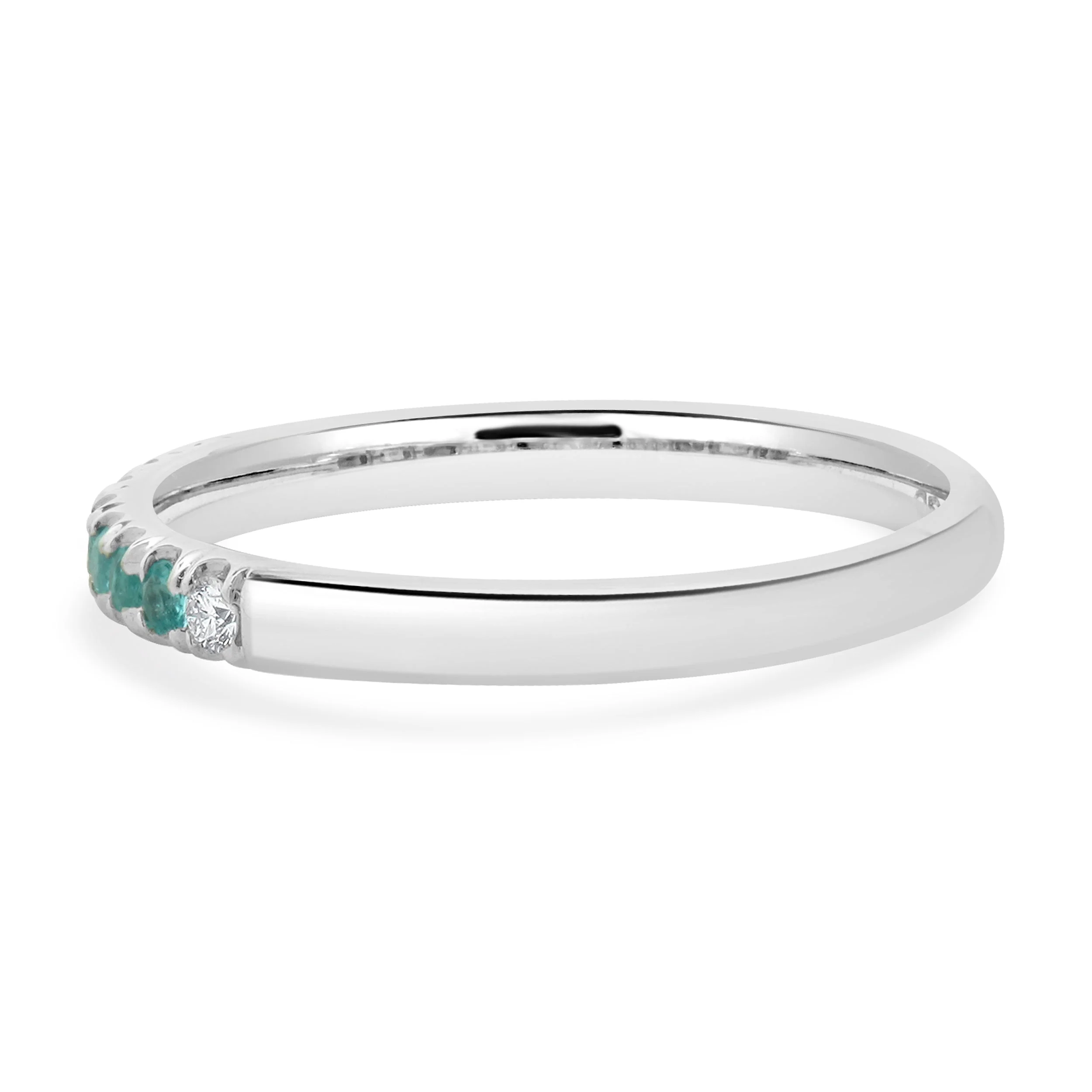 18 Karat White Gold Paraiba Tourmaline and Diamond Band - Image 3