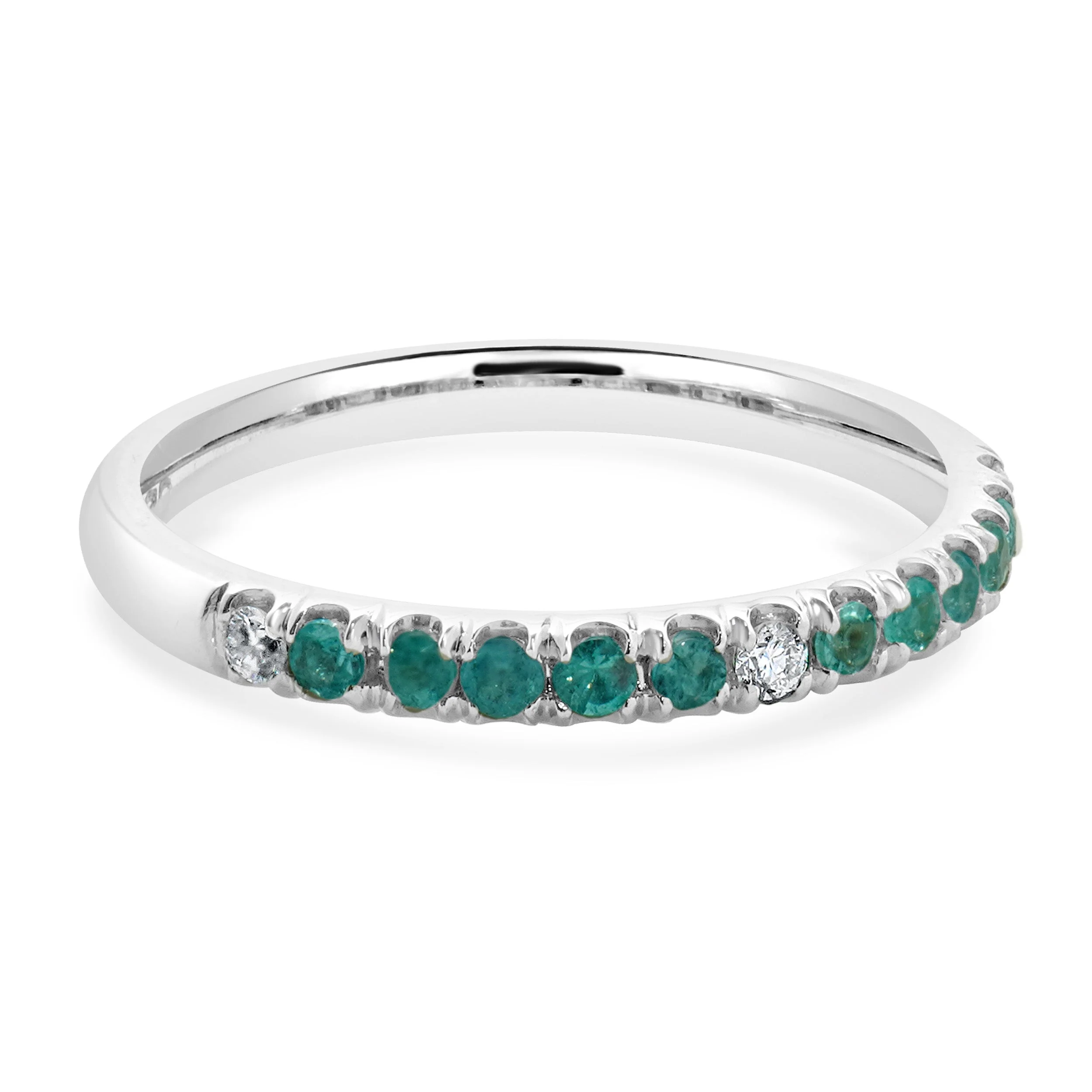 18 Karat White Gold Paraiba Tourmaline and Diamond Band - Image 4