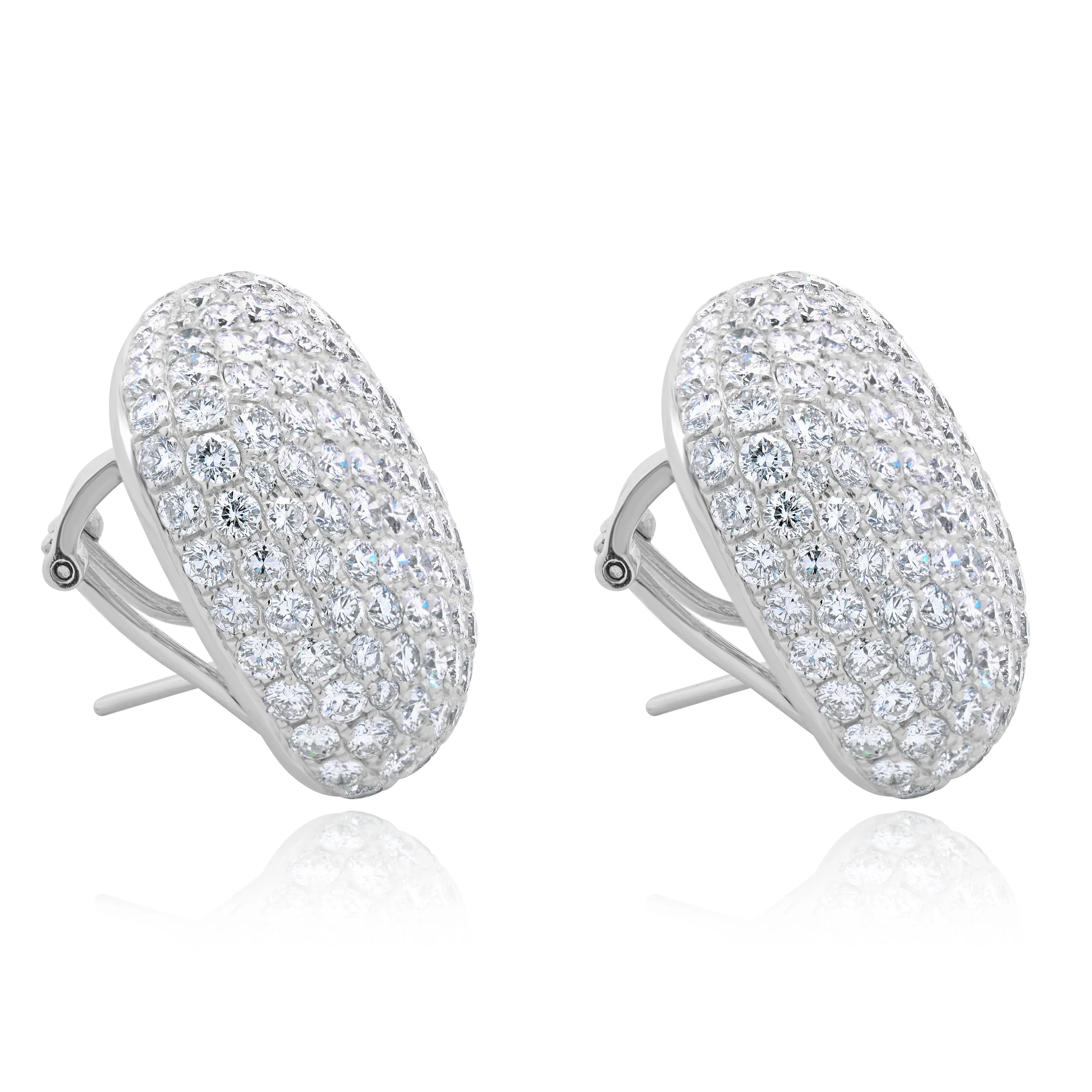 18 Karat White Gold Pave Diamond Button Earrings - Image 2