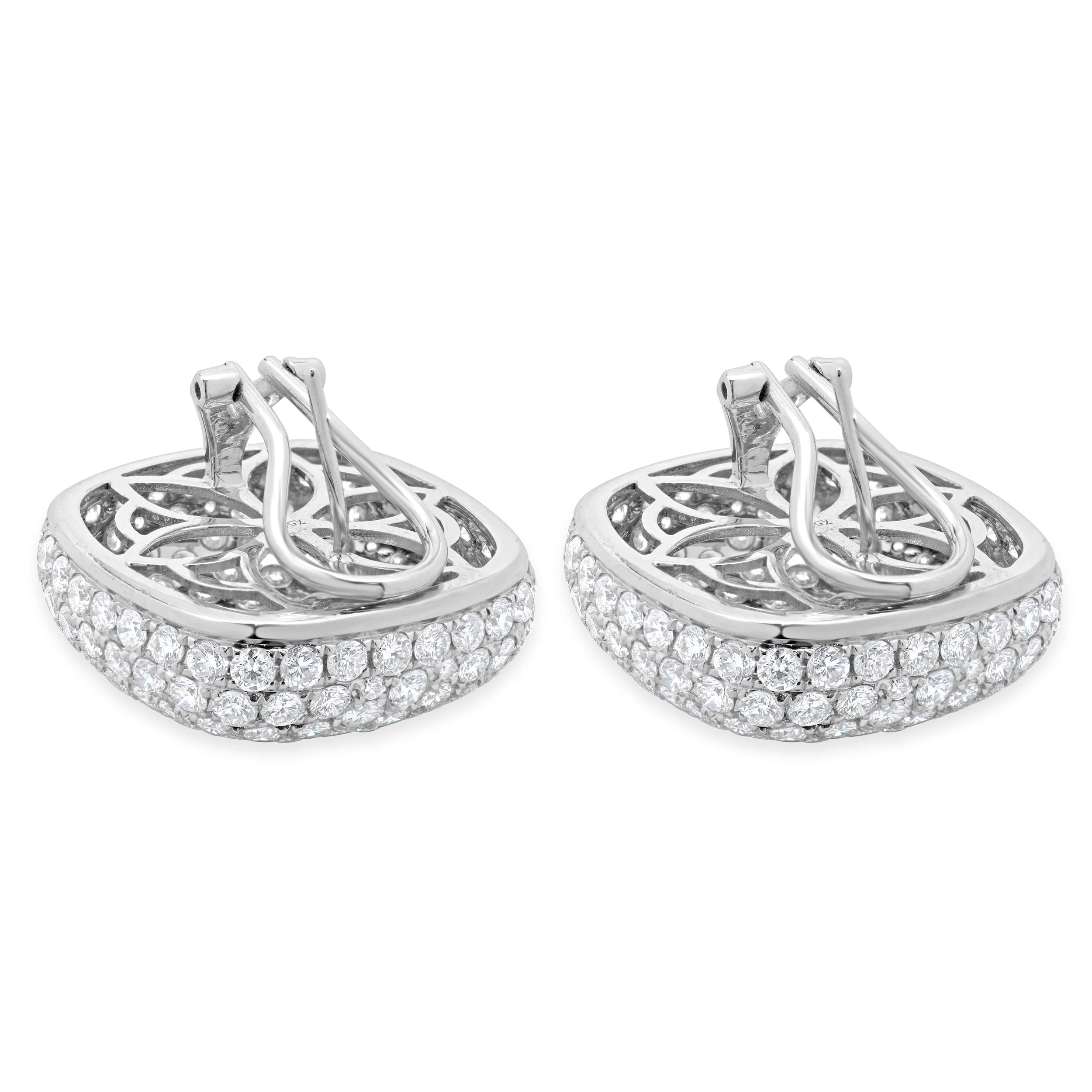 18 Karat White Gold Pave Diamond Button Earrings - Image 3