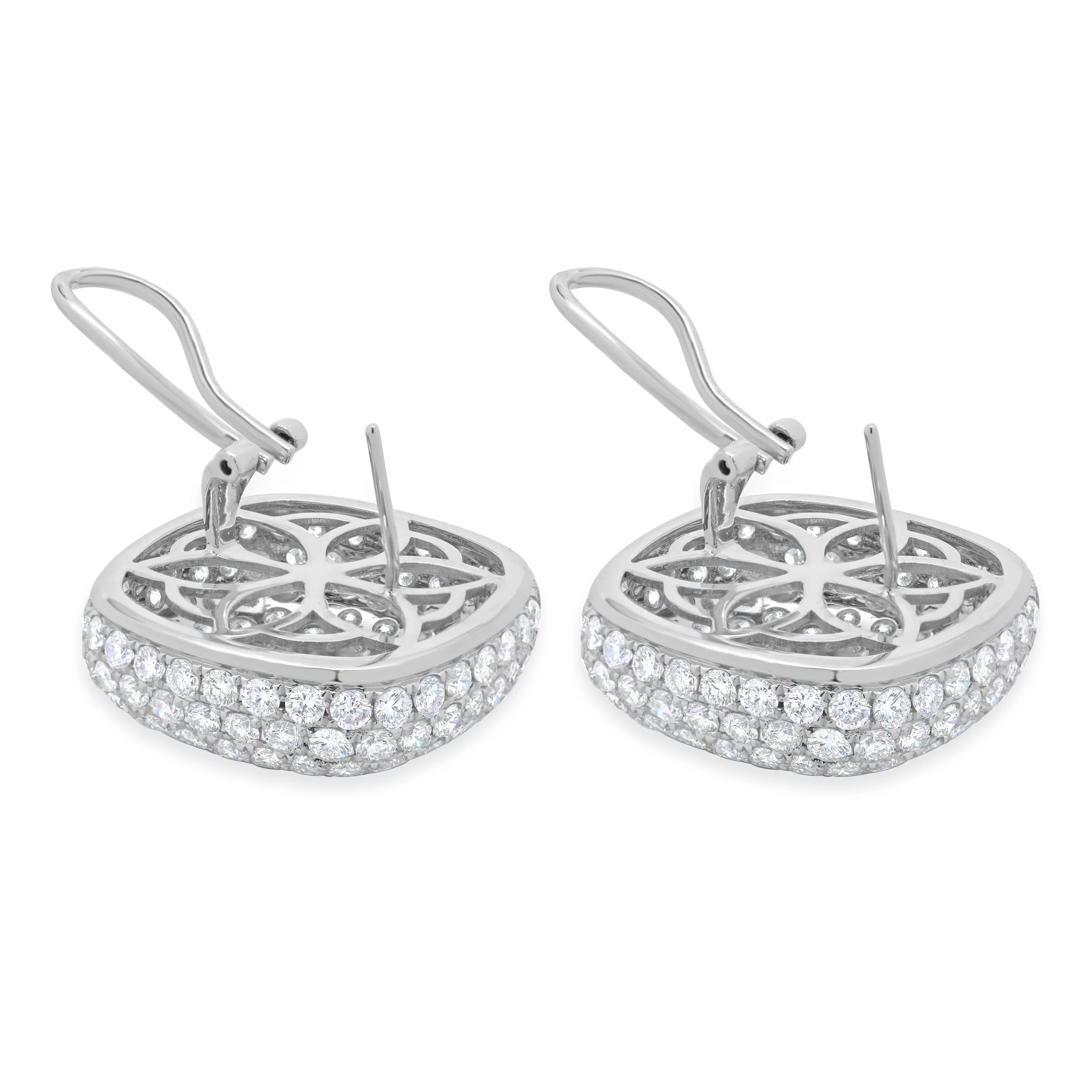 18 Karat White Gold Pave Diamond Button Earrings - Image 4