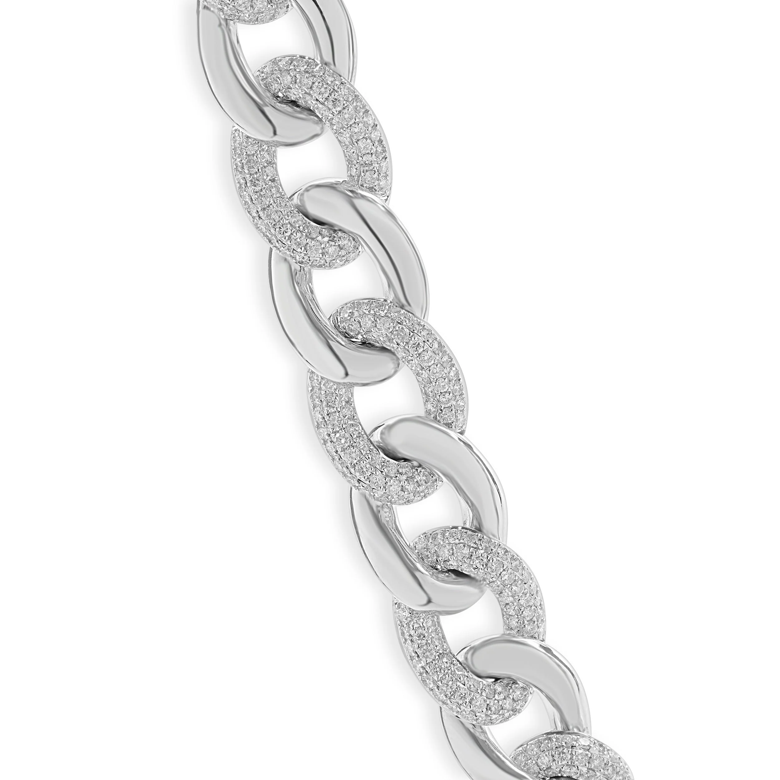 18 Karat White Gold Pave Diamond Cuban Link Necklace with Open Circle Centerpiece - Image 3