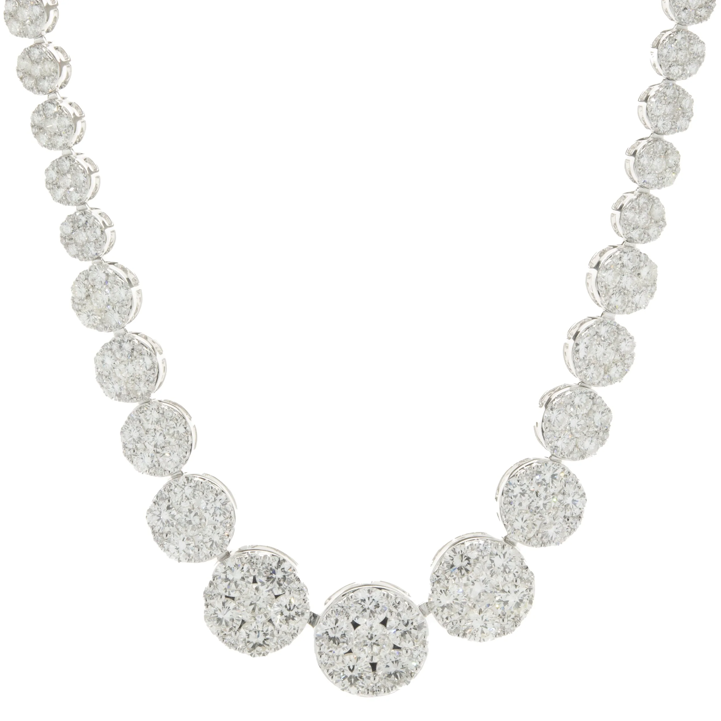 18 Karat White Gold Pave Diamond Graduated Collar Necklace