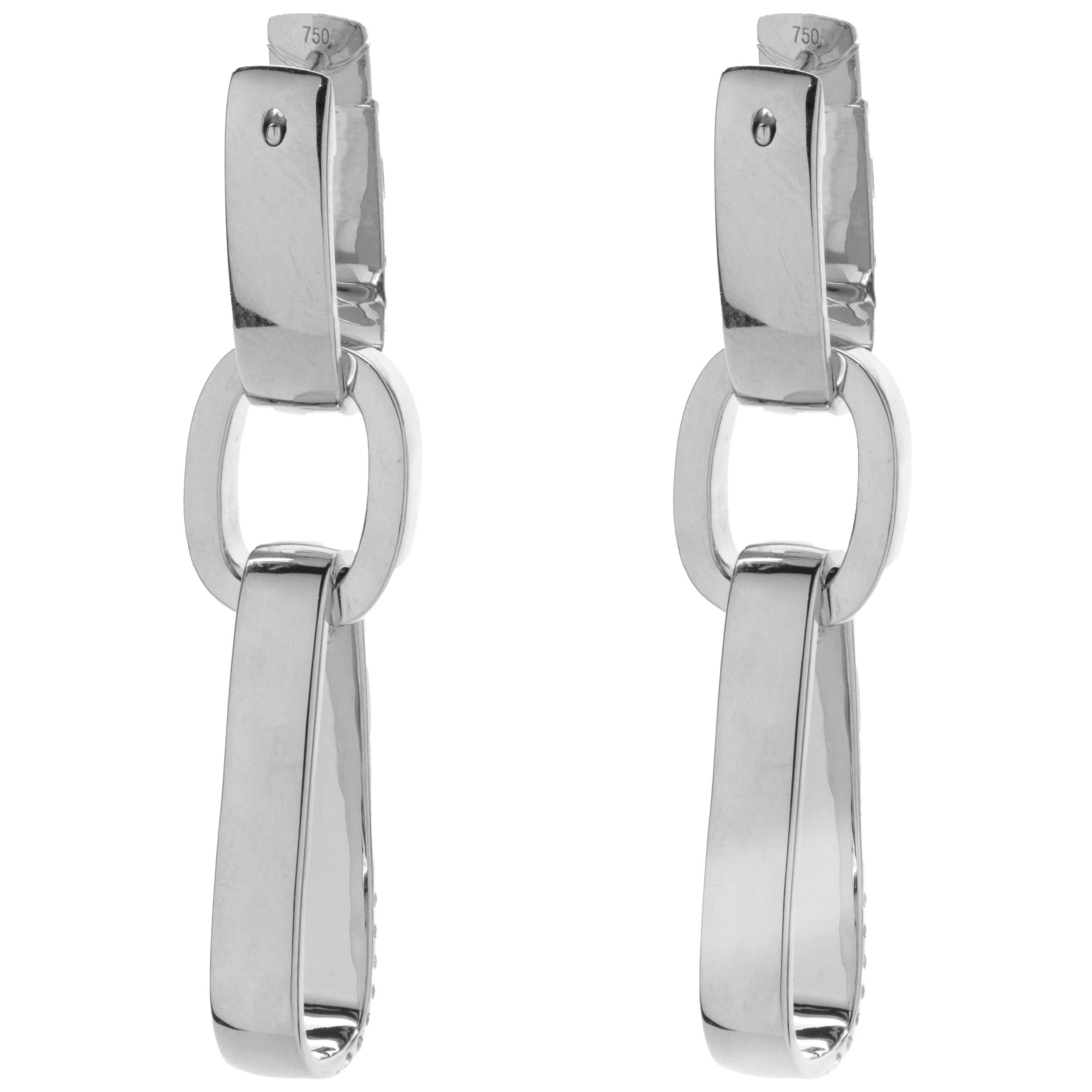 18 Karat White Gold Pave Diamond Industrial Geometric Drop Earrings - Image 2