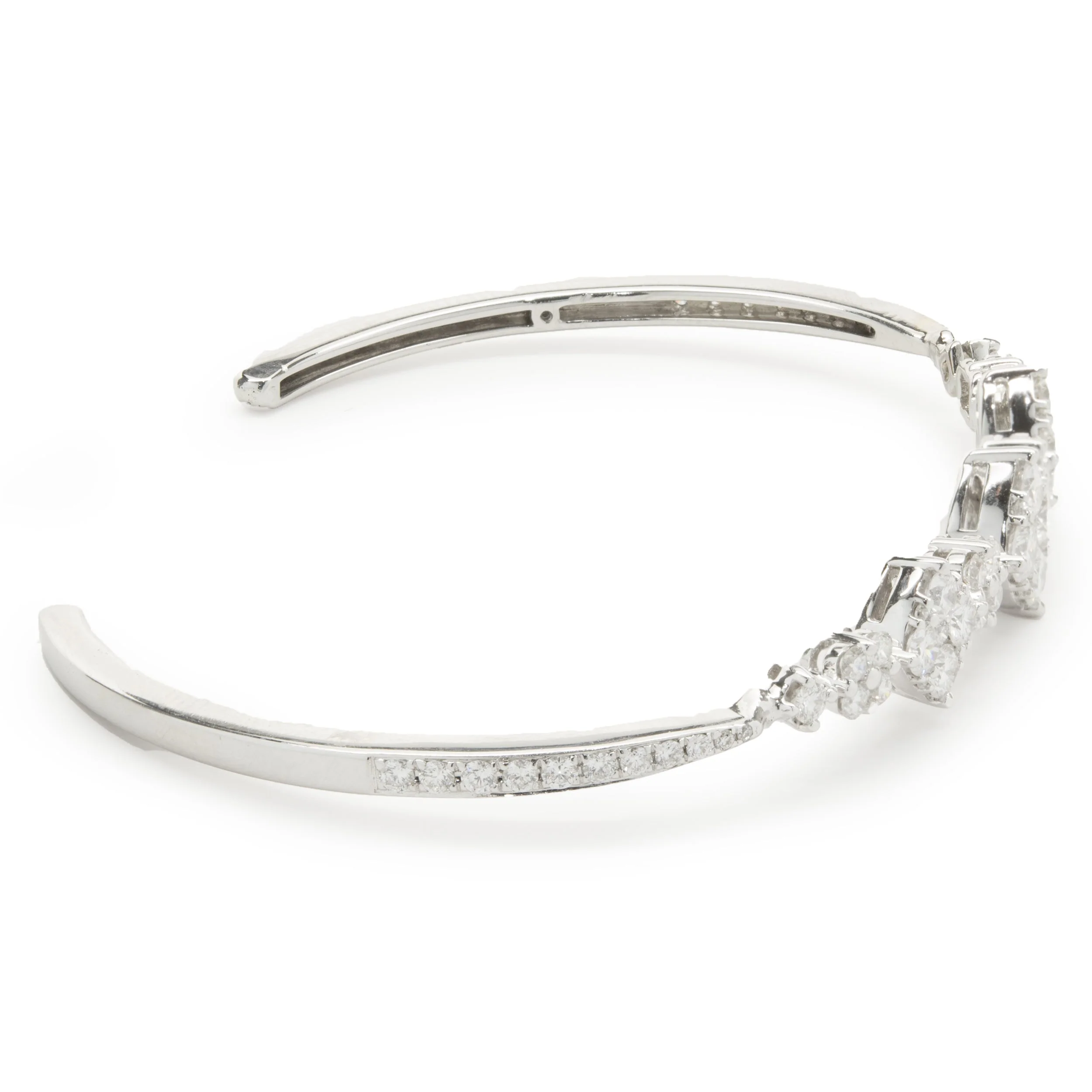 18 Karat White Gold Pave Diamond Multi Shape Cuff Bracelet - Image 2