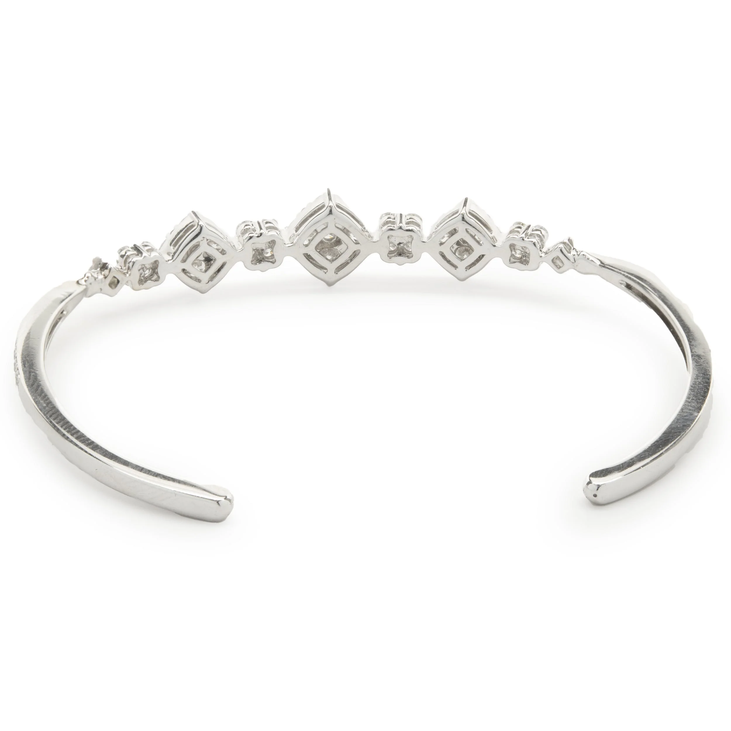 18 Karat White Gold Pave Diamond Multi Shape Cuff Bracelet - Image 3