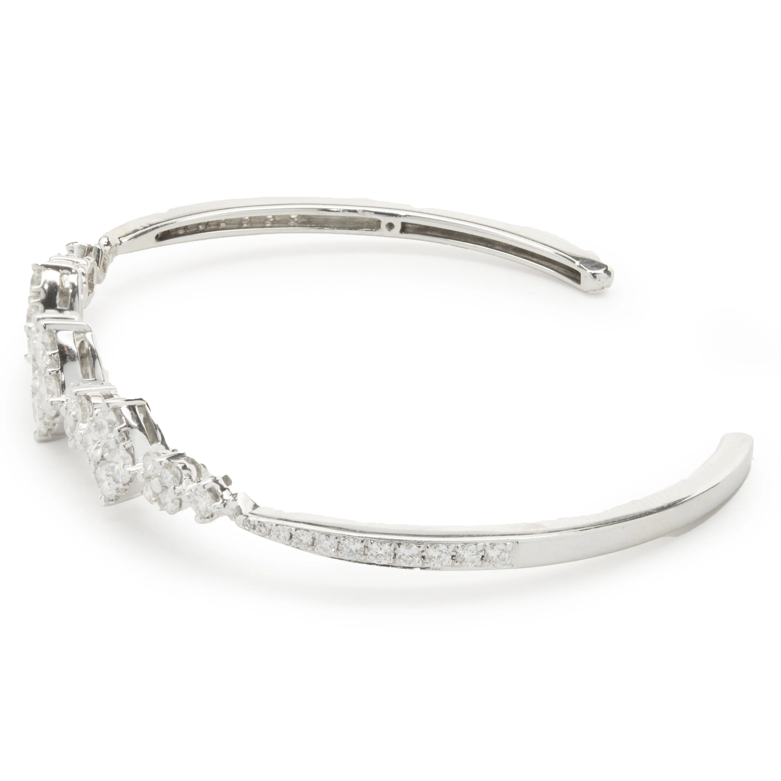 18 Karat White Gold Pave Diamond Multi Shape Cuff Bracelet - Image 4