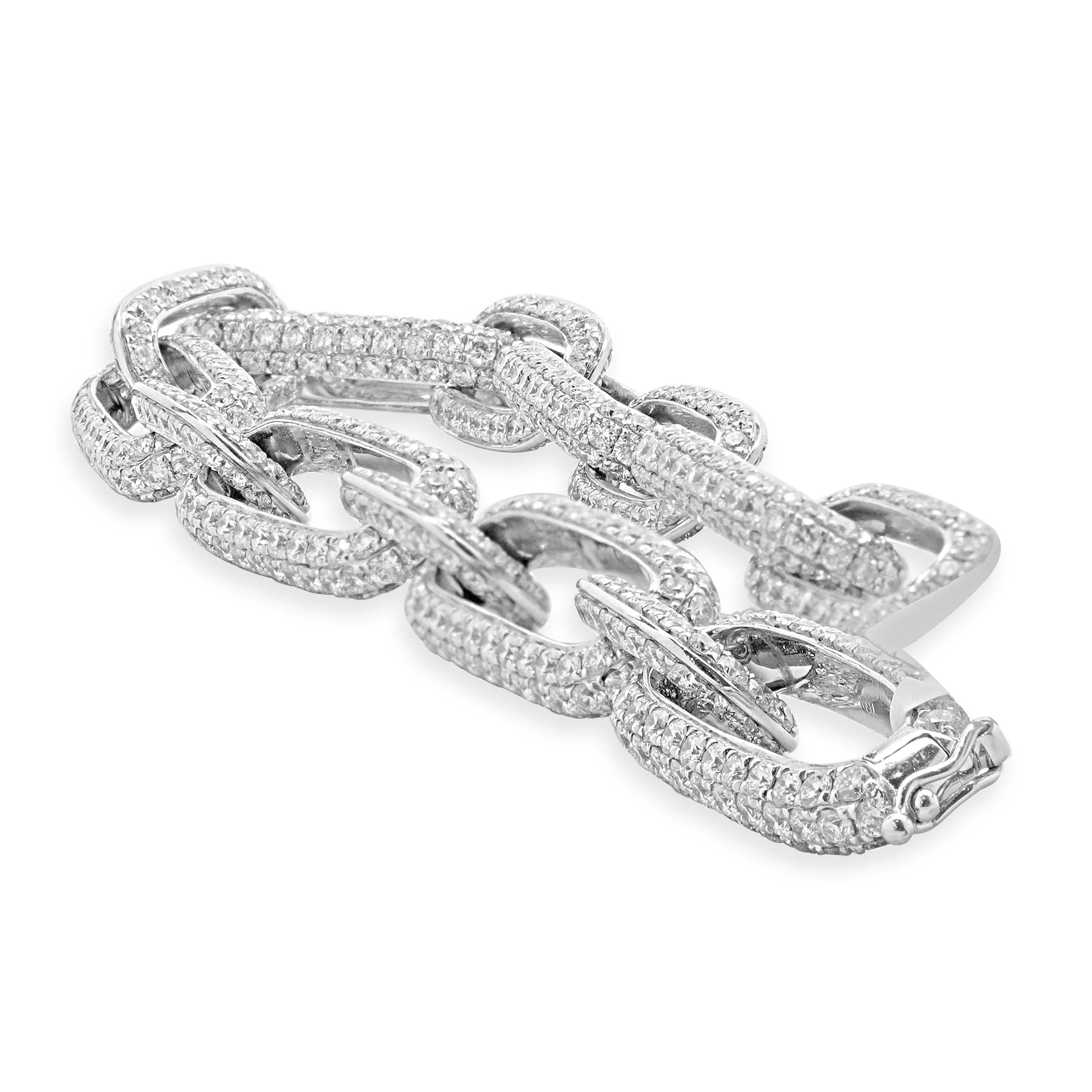 18 Karat White Gold Pave Diamond Paperclip Bracelet - Image 2