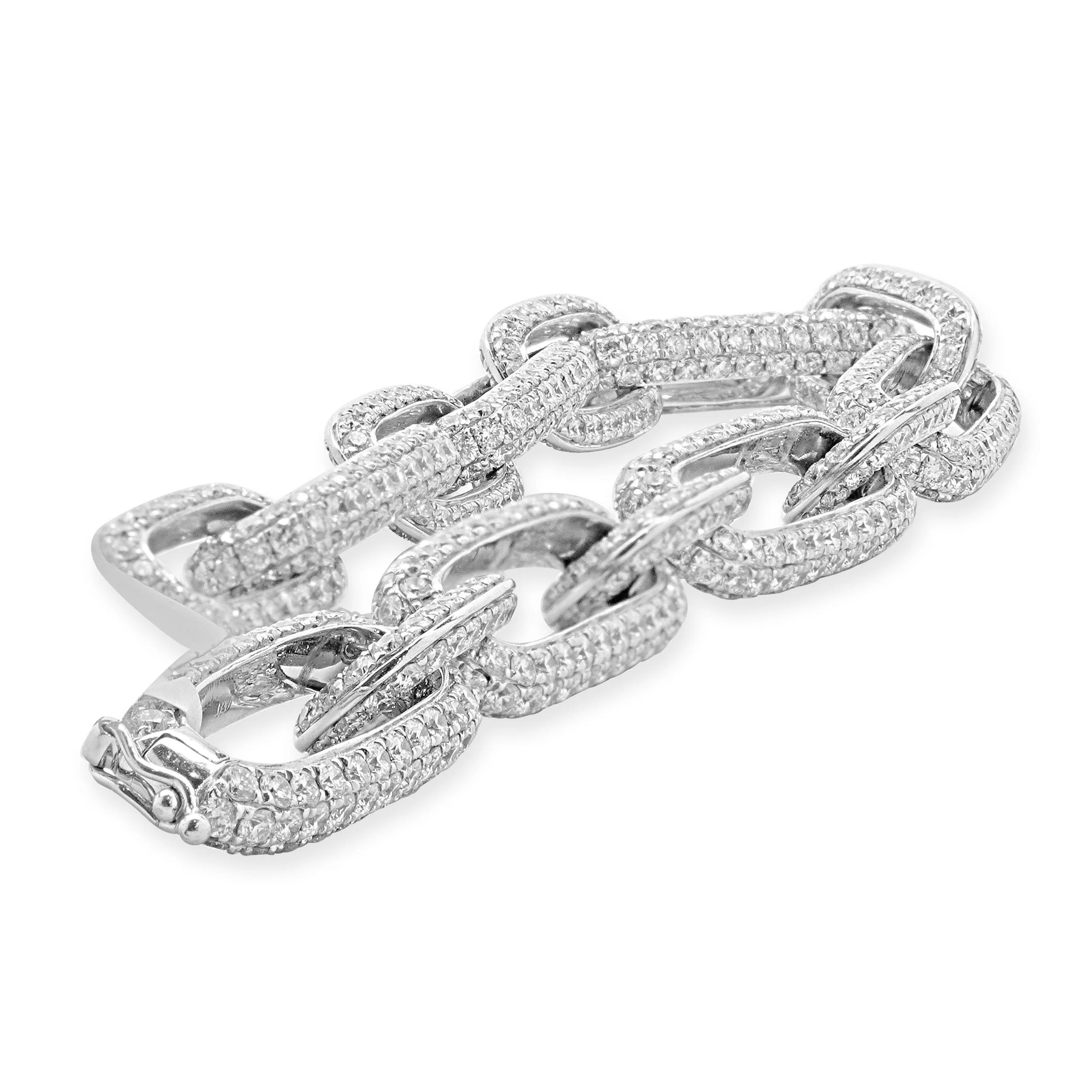 18 Karat White Gold Pave Diamond Paperclip Bracelet - Image 4