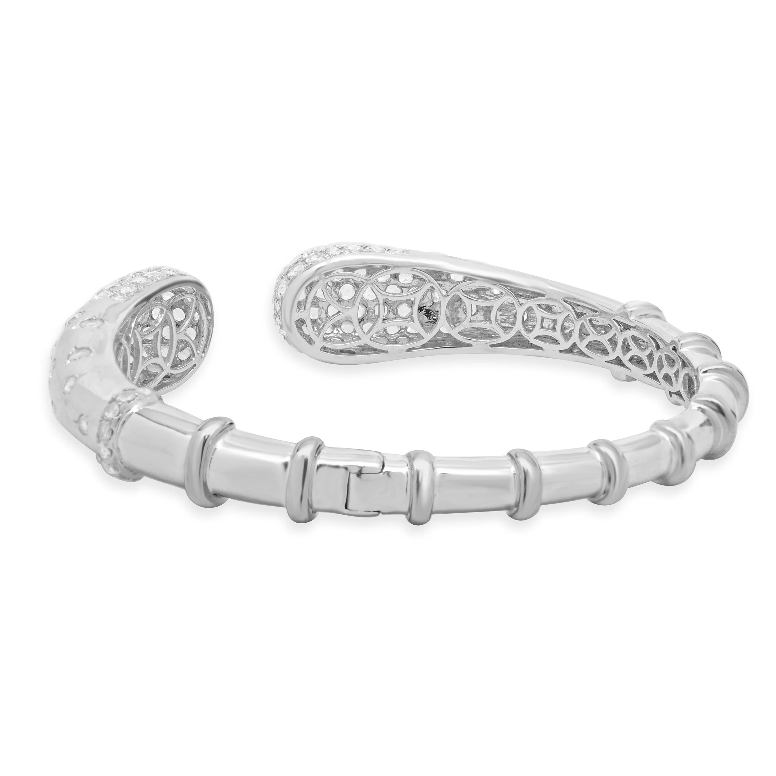 18 Karat White Gold Pave Diamond Rose Cut Cuff Bracelet - Image 3