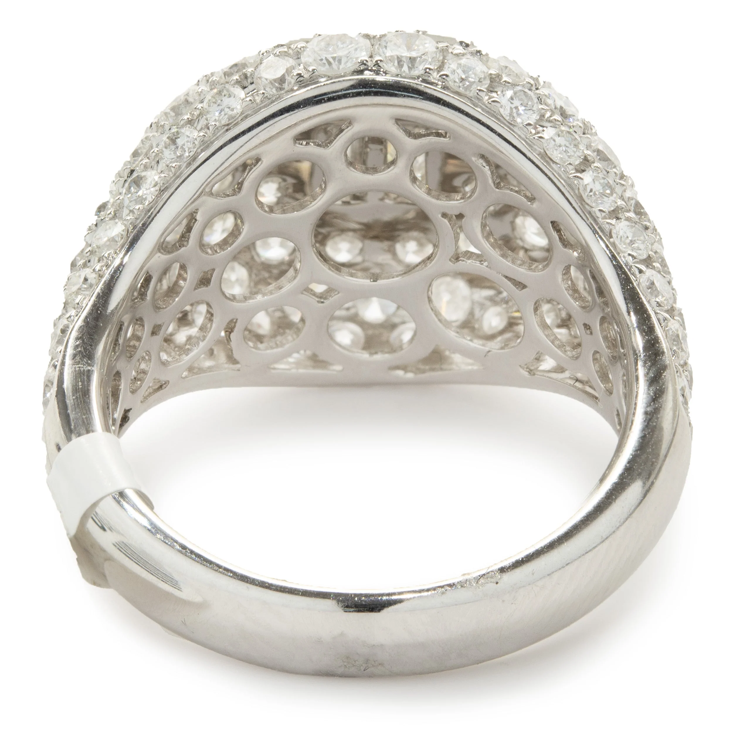 18 Karat White Gold Pave Diamond Signet Ring with Baguette Diamond Center - Image 3