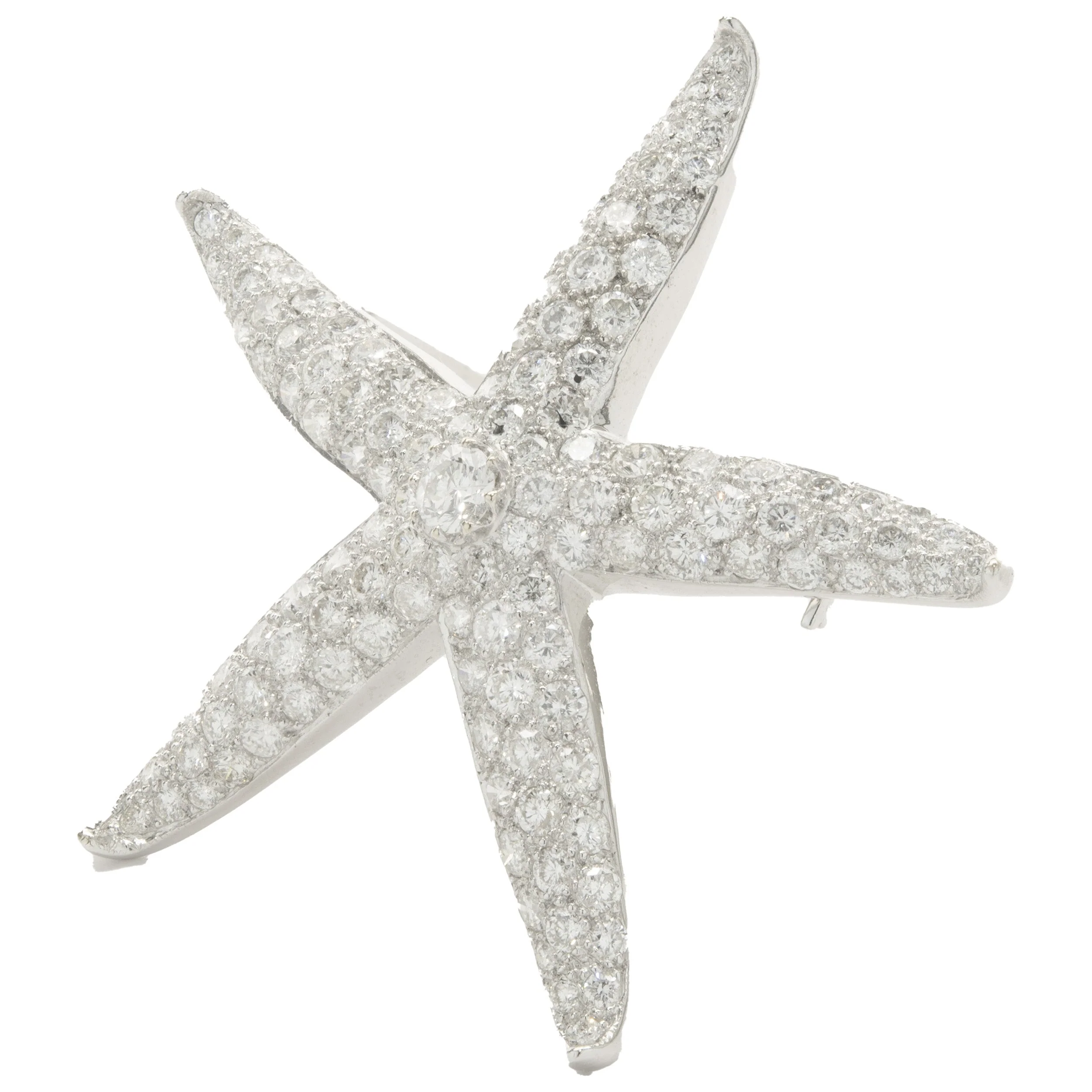 18 Karat White Gold Pave Diamond Starfish Pin - Image 2