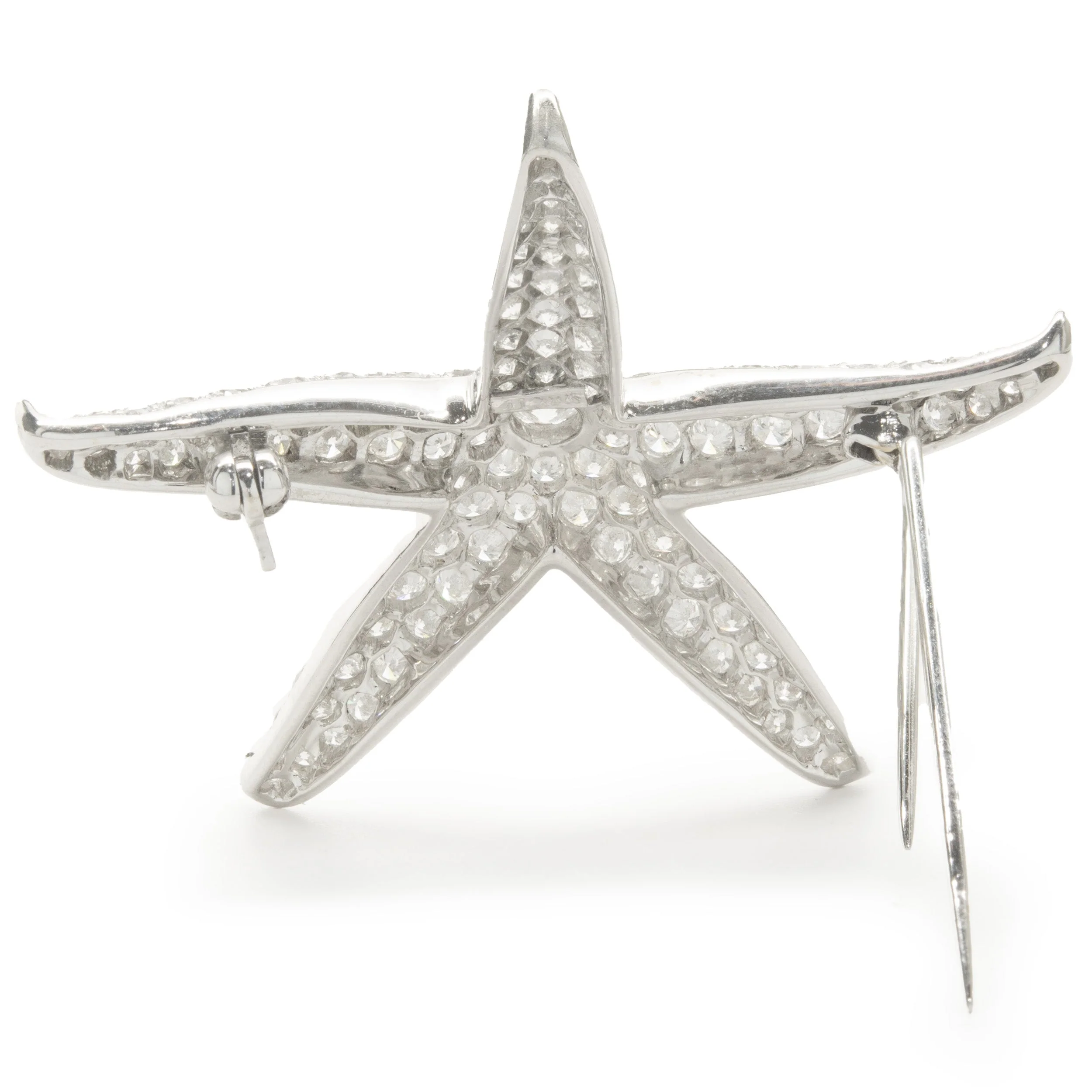 18 Karat White Gold Pave Diamond Starfish Pin - Image 3