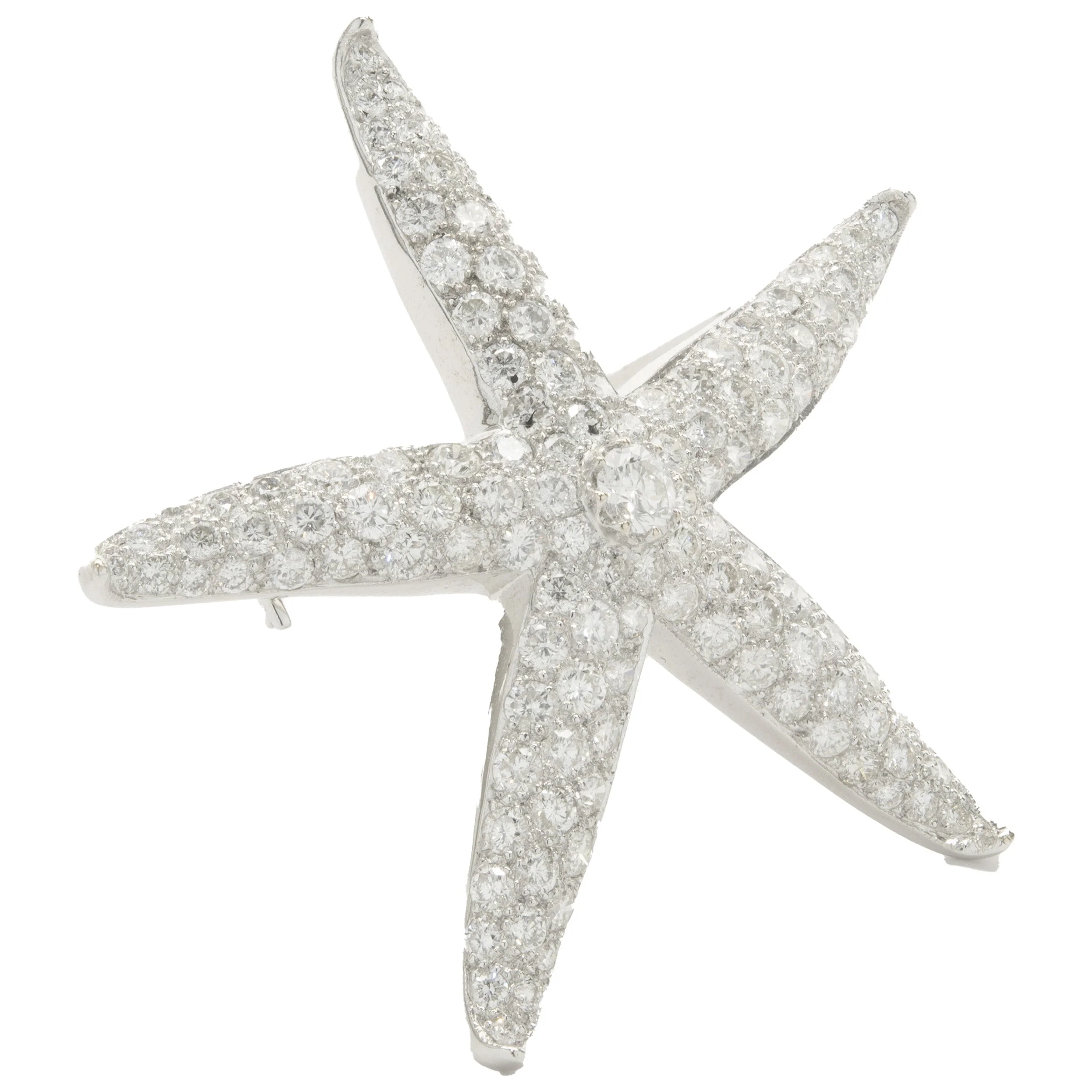 18 Karat White Gold Pave Diamond Starfish Pin - Image 4