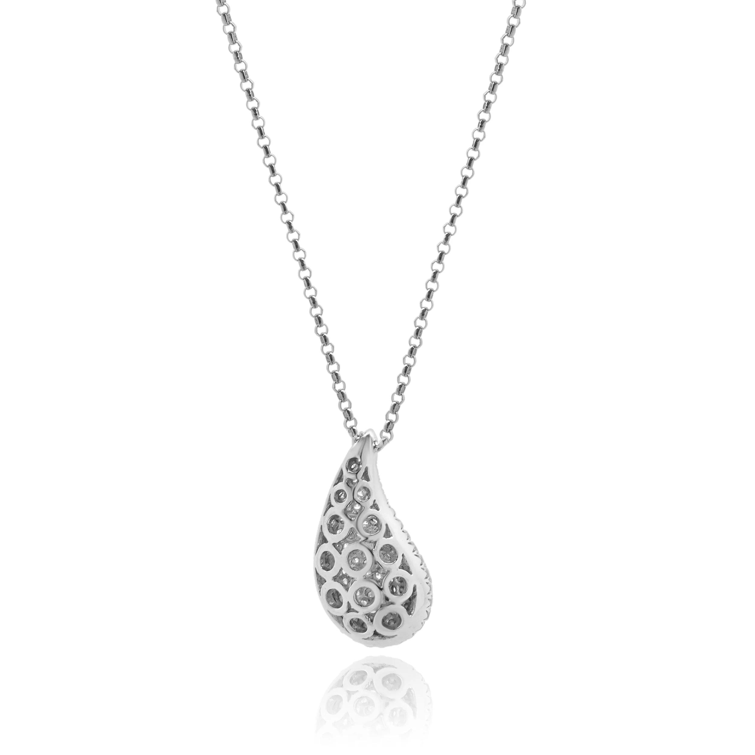 18 Karat White Gold Pave Diamond Tear Drop Necklace - Image 3