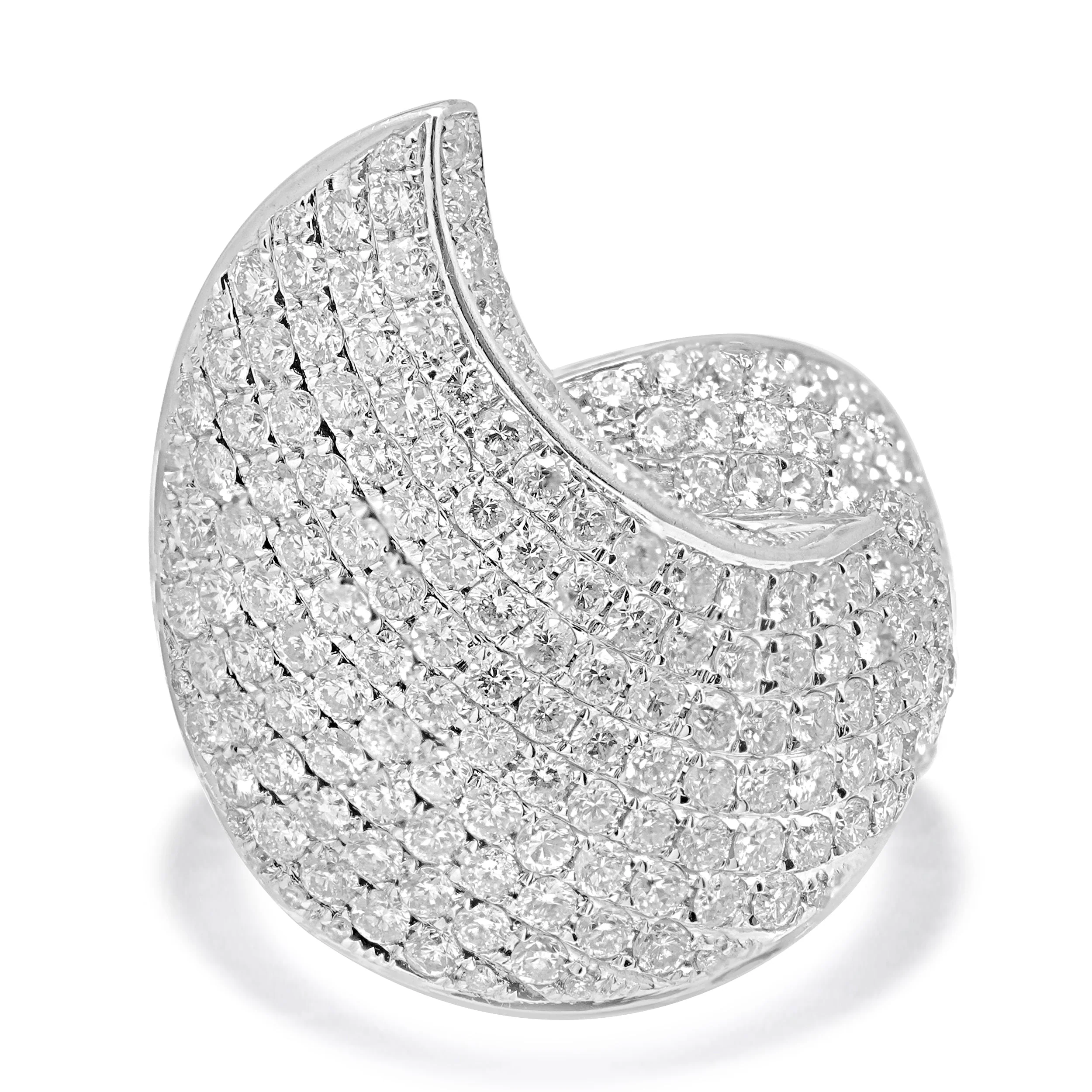 18 Karat White Gold Pave Diamond Teardrop Ring