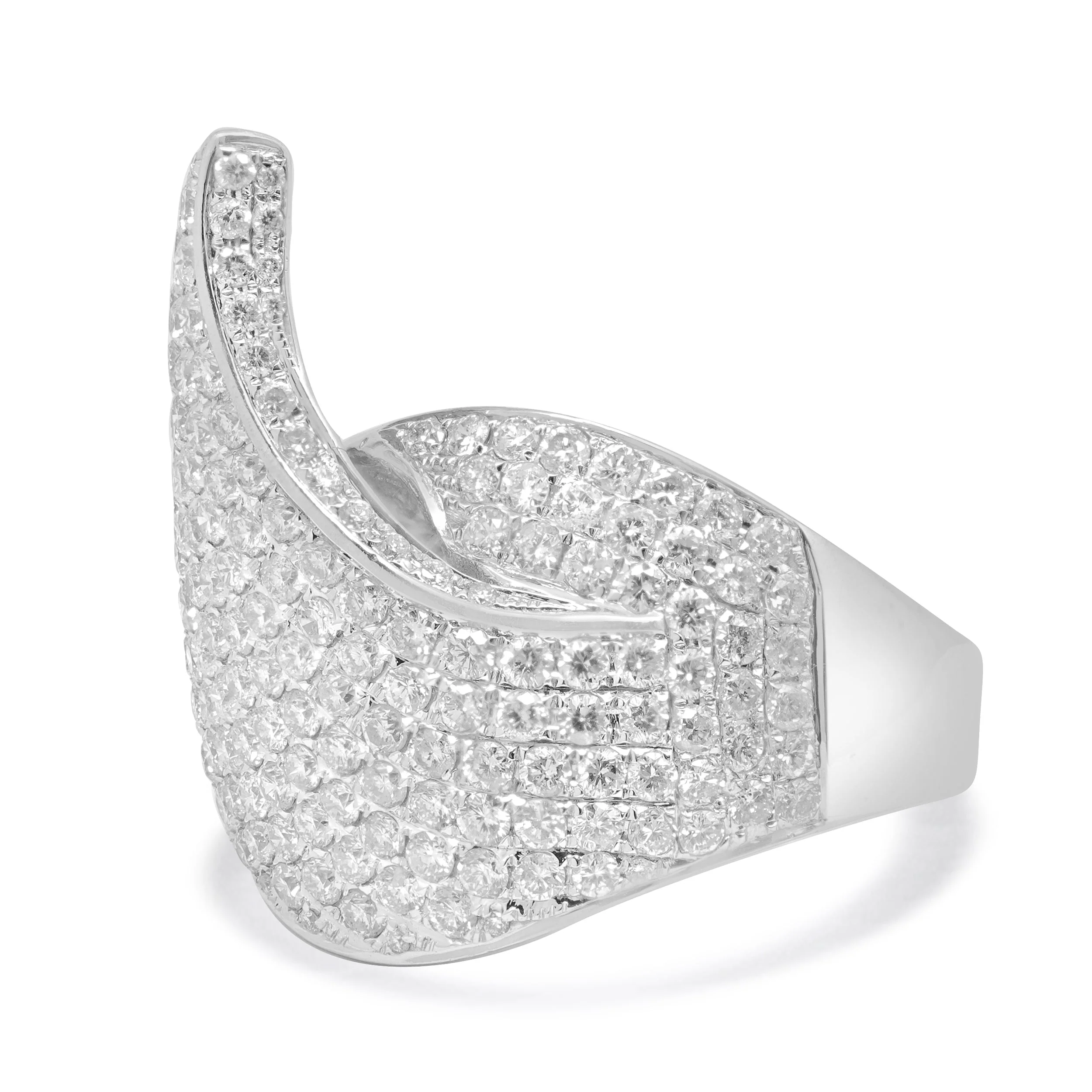 18 Karat White Gold Pave Diamond Teardrop Ring - Image 2