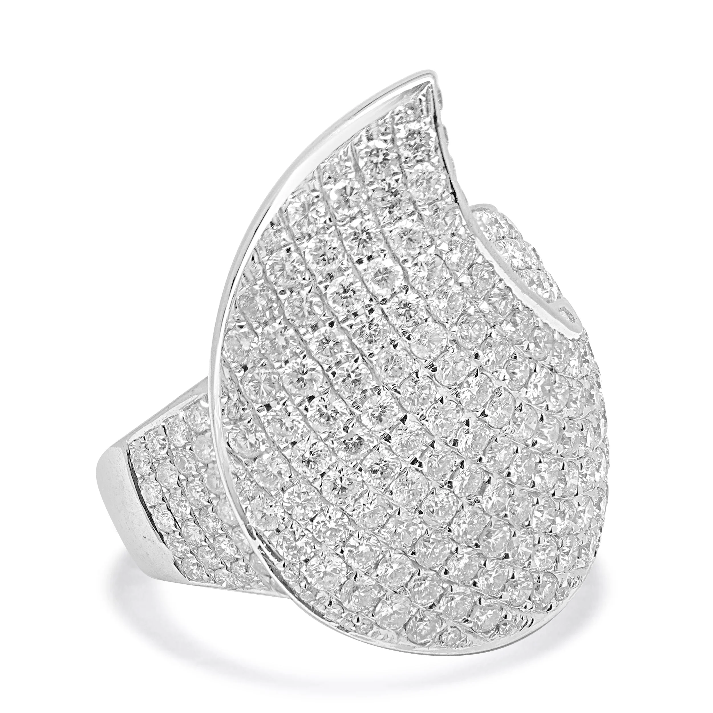 18 Karat White Gold Pave Diamond Teardrop Ring - Image 3
