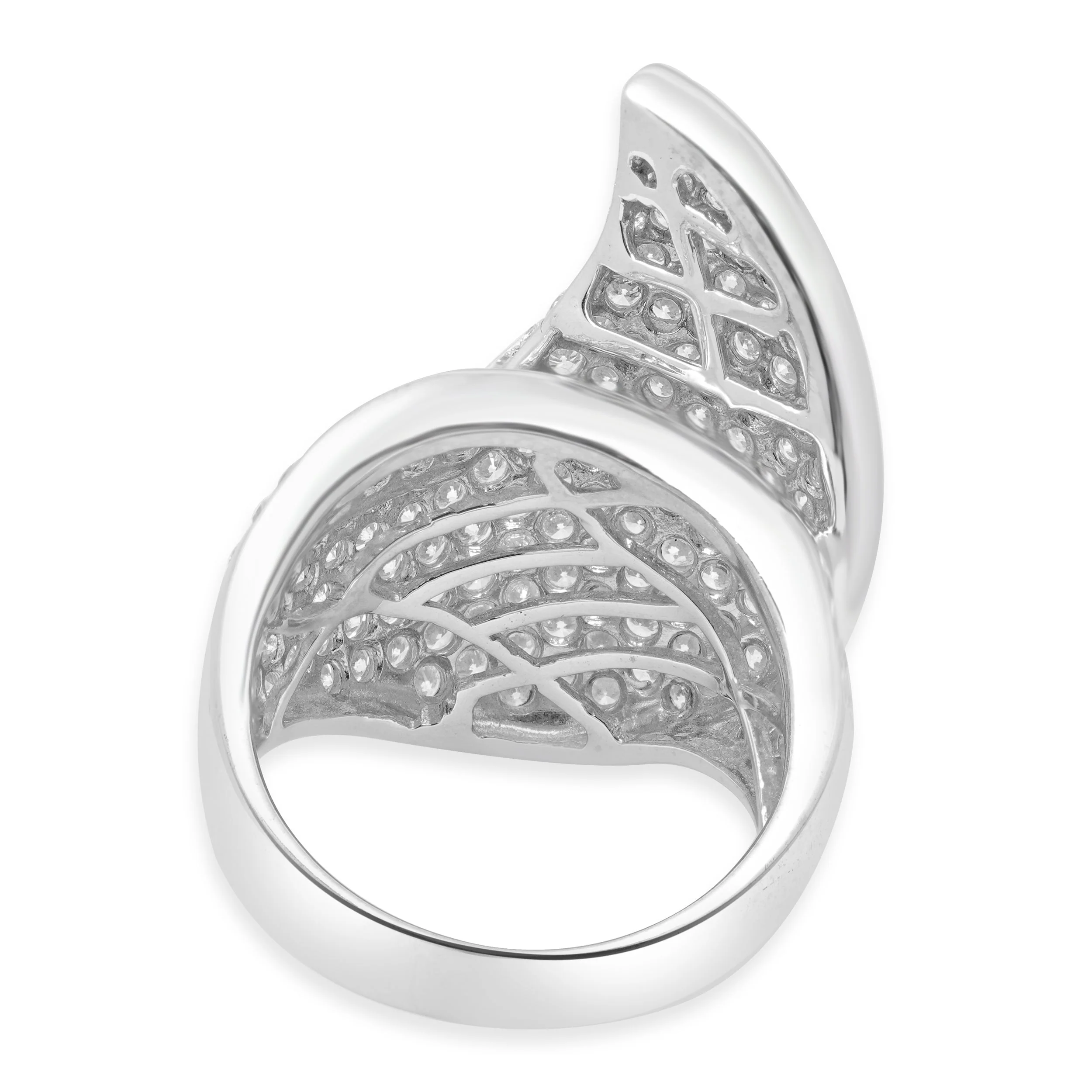 18 Karat White Gold Pave Diamond Teardrop Ring - Image 4